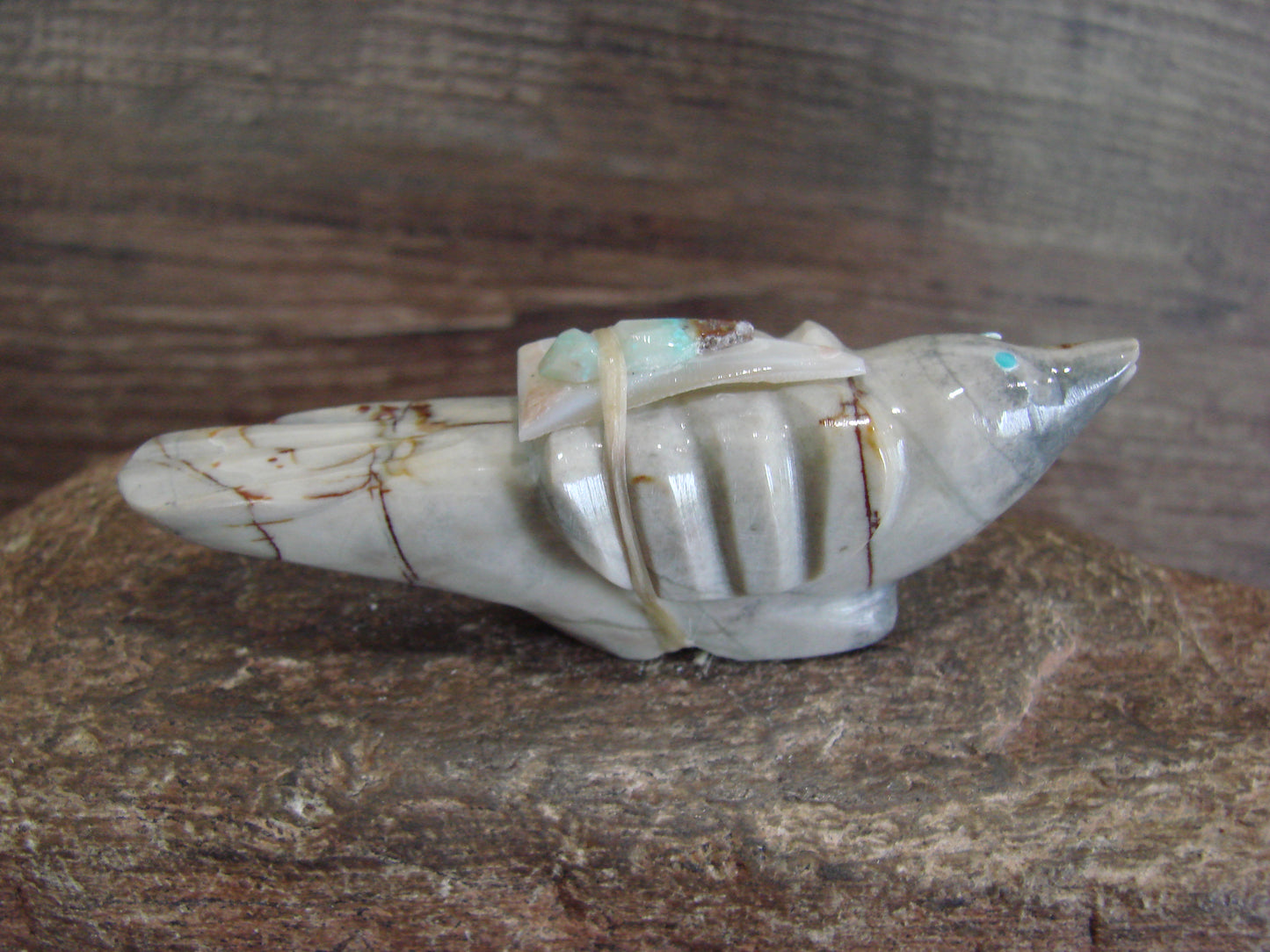 Native American Zuni Indian Stone Marble Bird Fetish by Leekya
