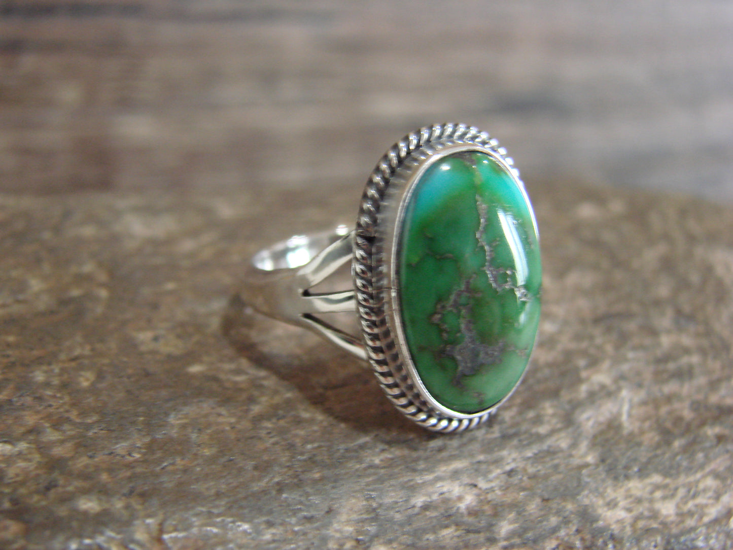 Native American Sterling Silver & Sonoran Turquoise Ring by Saunders - Size 6