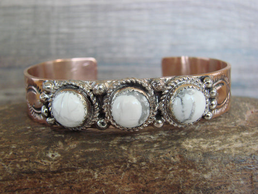 Native American Copper & Howlite Bracelet by Cleveland