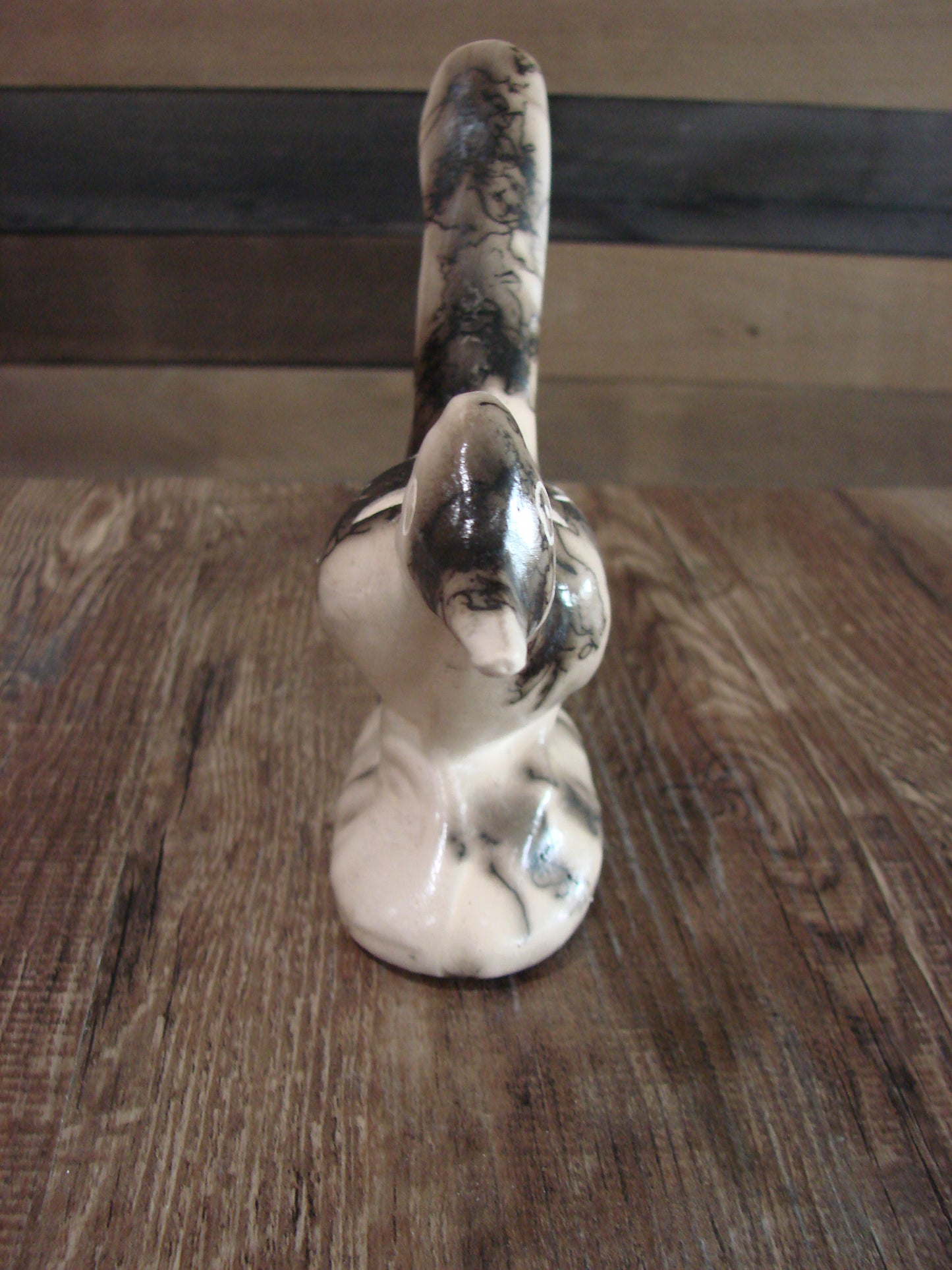 Native American Pottery Horse Hair Road Runner Sculpture by Vail