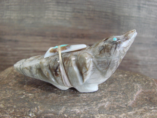 Native American Zuni Indian Stone Marble Bird Fetish by Leekya