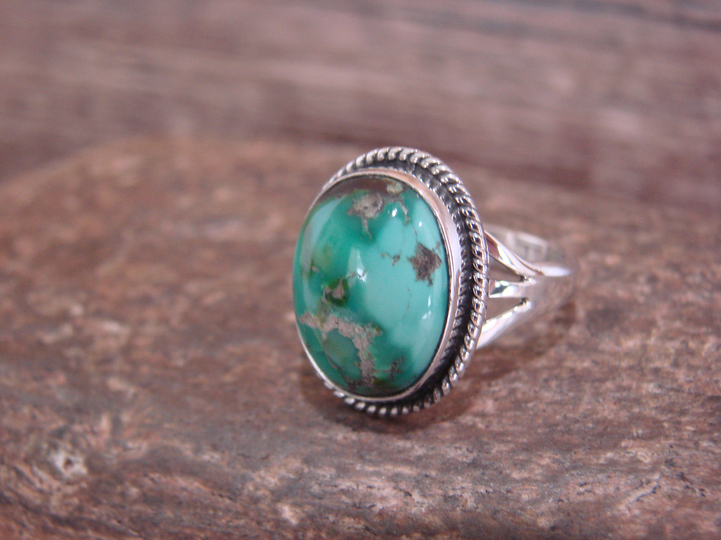 Native American Sterling Silver & Sonoran Turquoise Ring by Saunders - Size 6