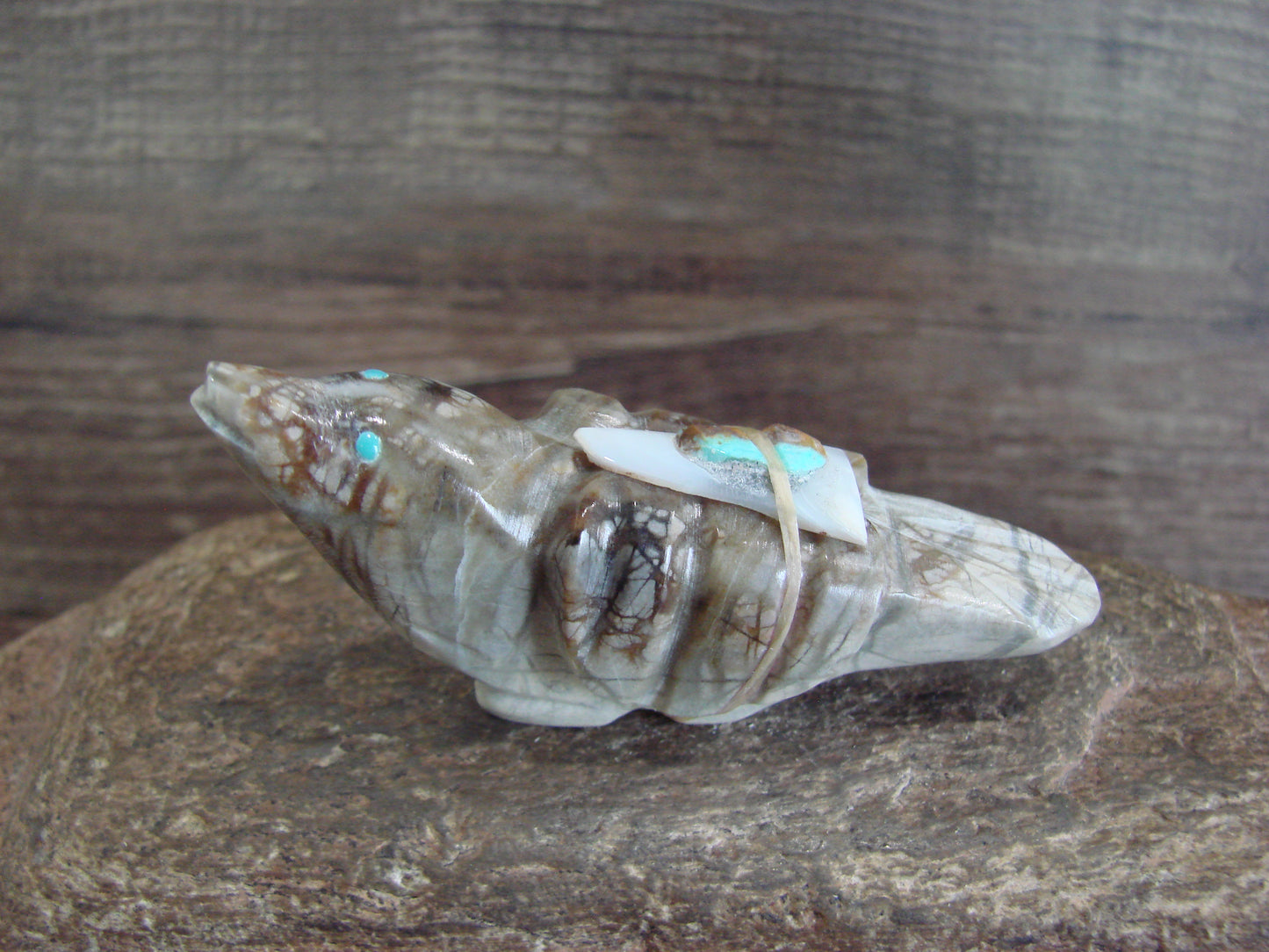 Native American Zuni Indian Stone Marble Bird Fetish by Leekya