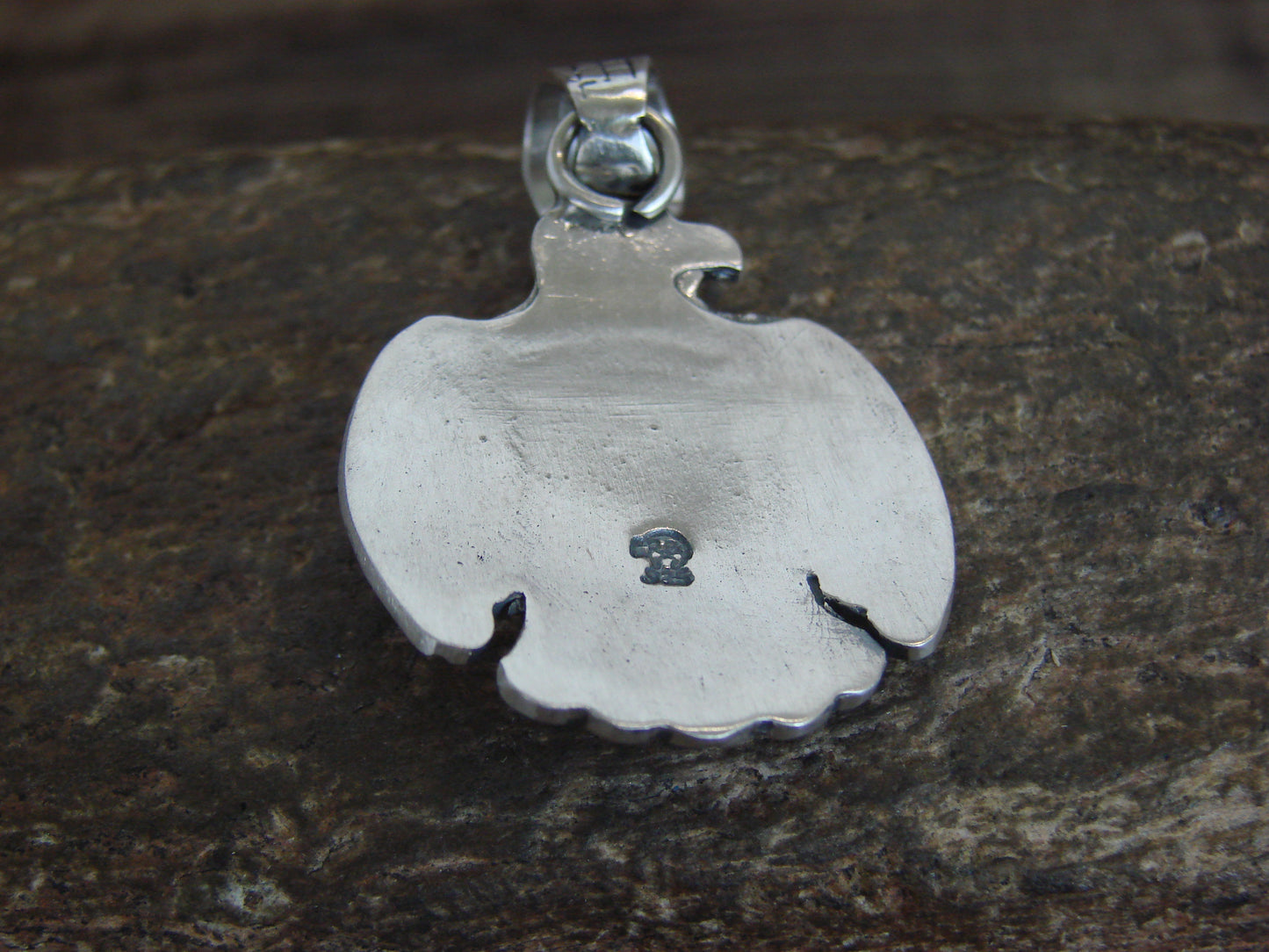 Native American Sterling Silver & Turquoise Thunderbird Pendant by Martinez