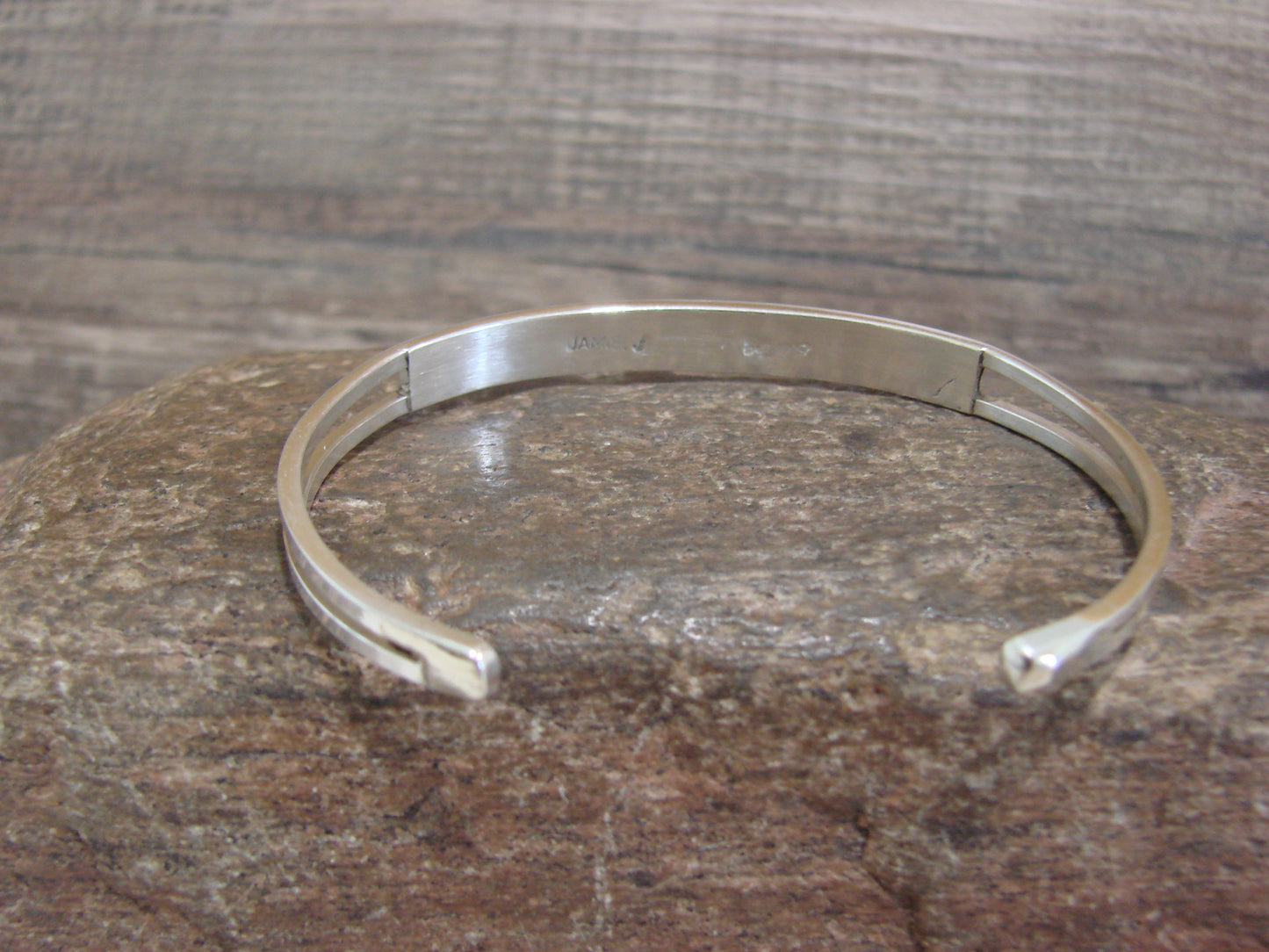 Native American Sterling Silver Turquoise Inlay Row Cuff Bracelet - Johnson