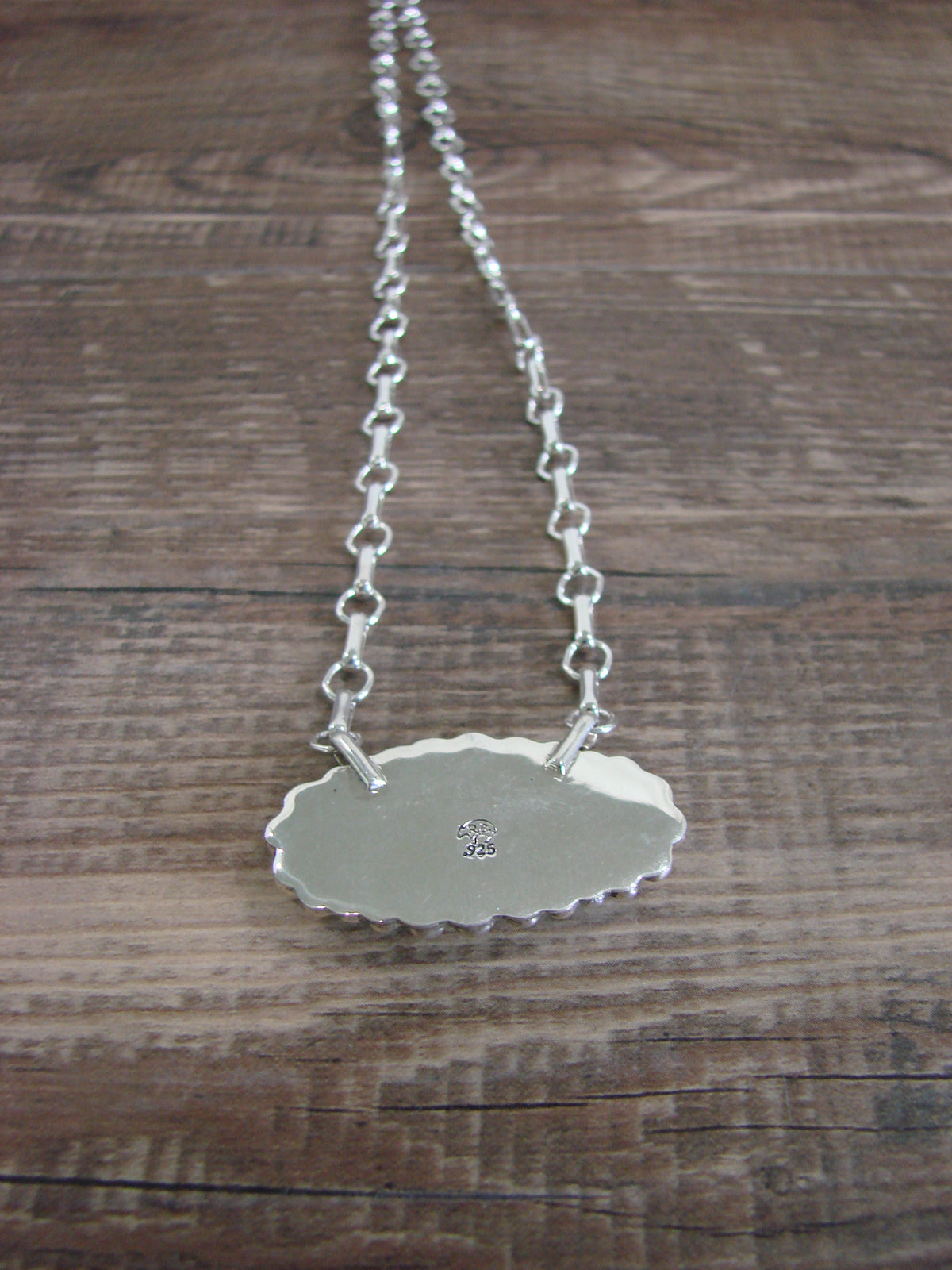 Native American Sterling Silver Multi Stone Inlay Link Necklace - Qualo