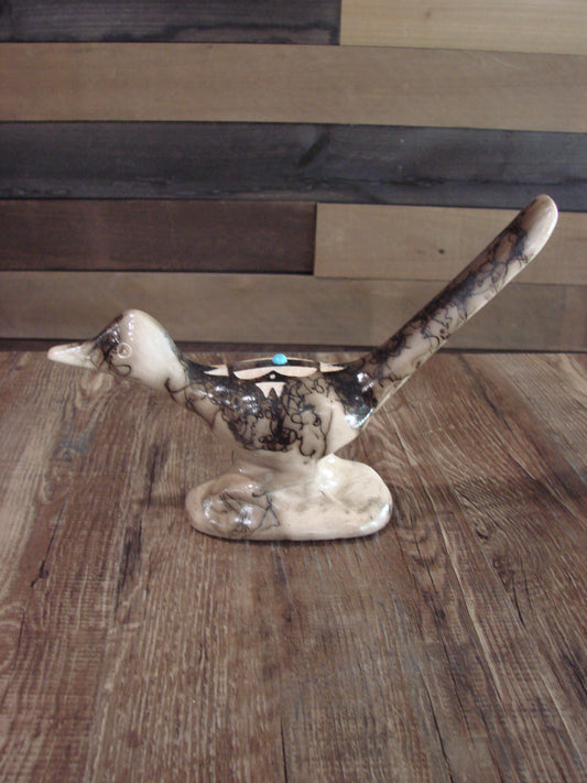 Native American Pottery Horse Hair Road Runner Sculpture by Vail