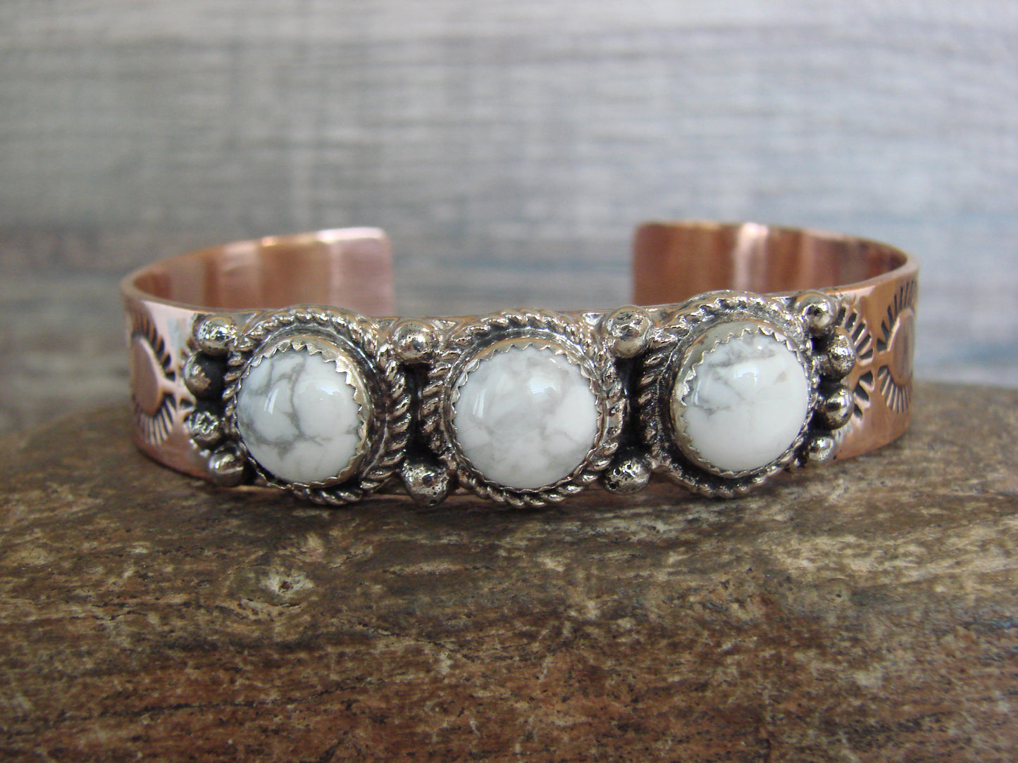 Native American Copper & Howlite Bracelet by Cleveland