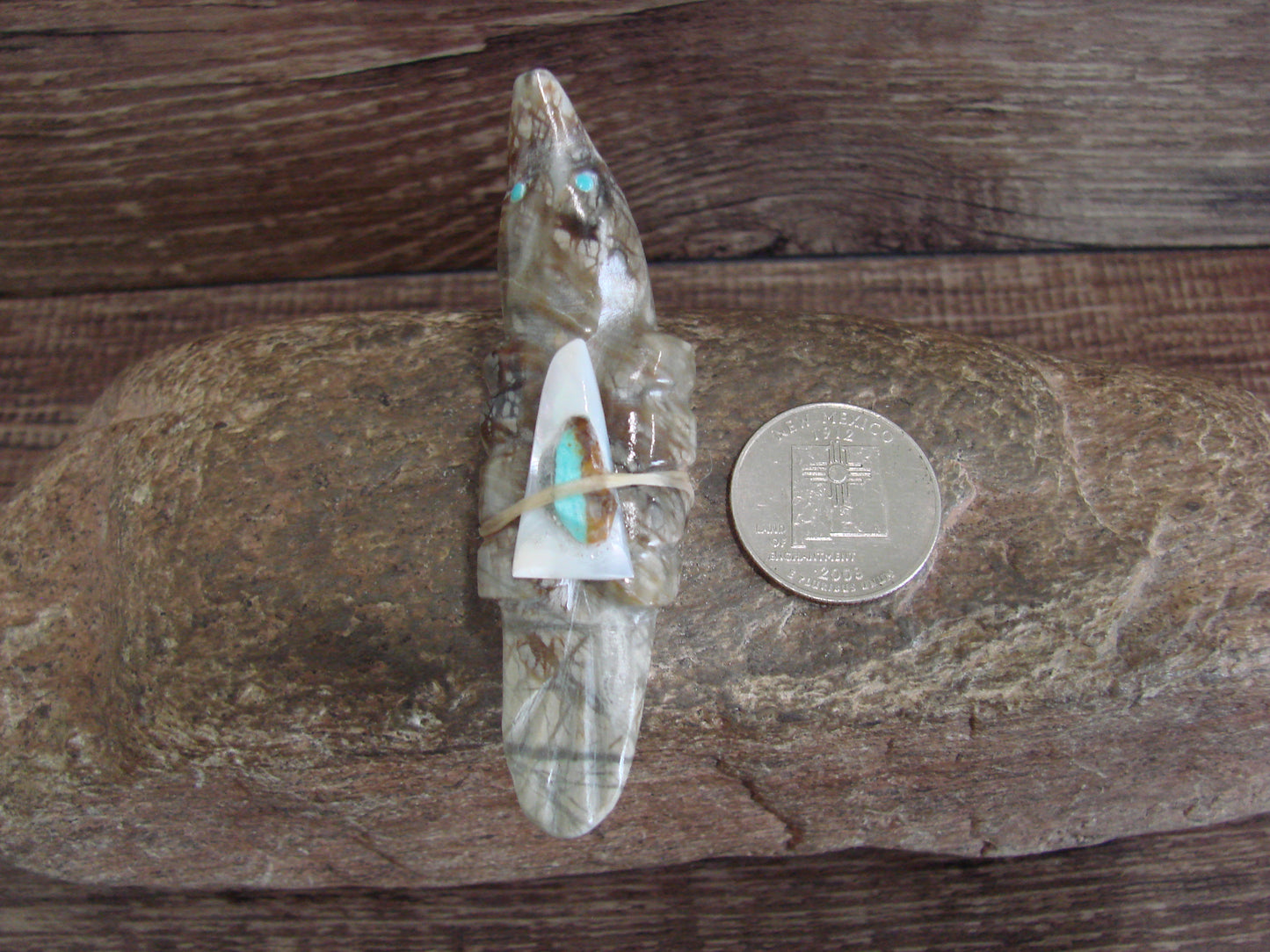 Native American Zuni Indian Stone Marble Bird Fetish by Leekya
