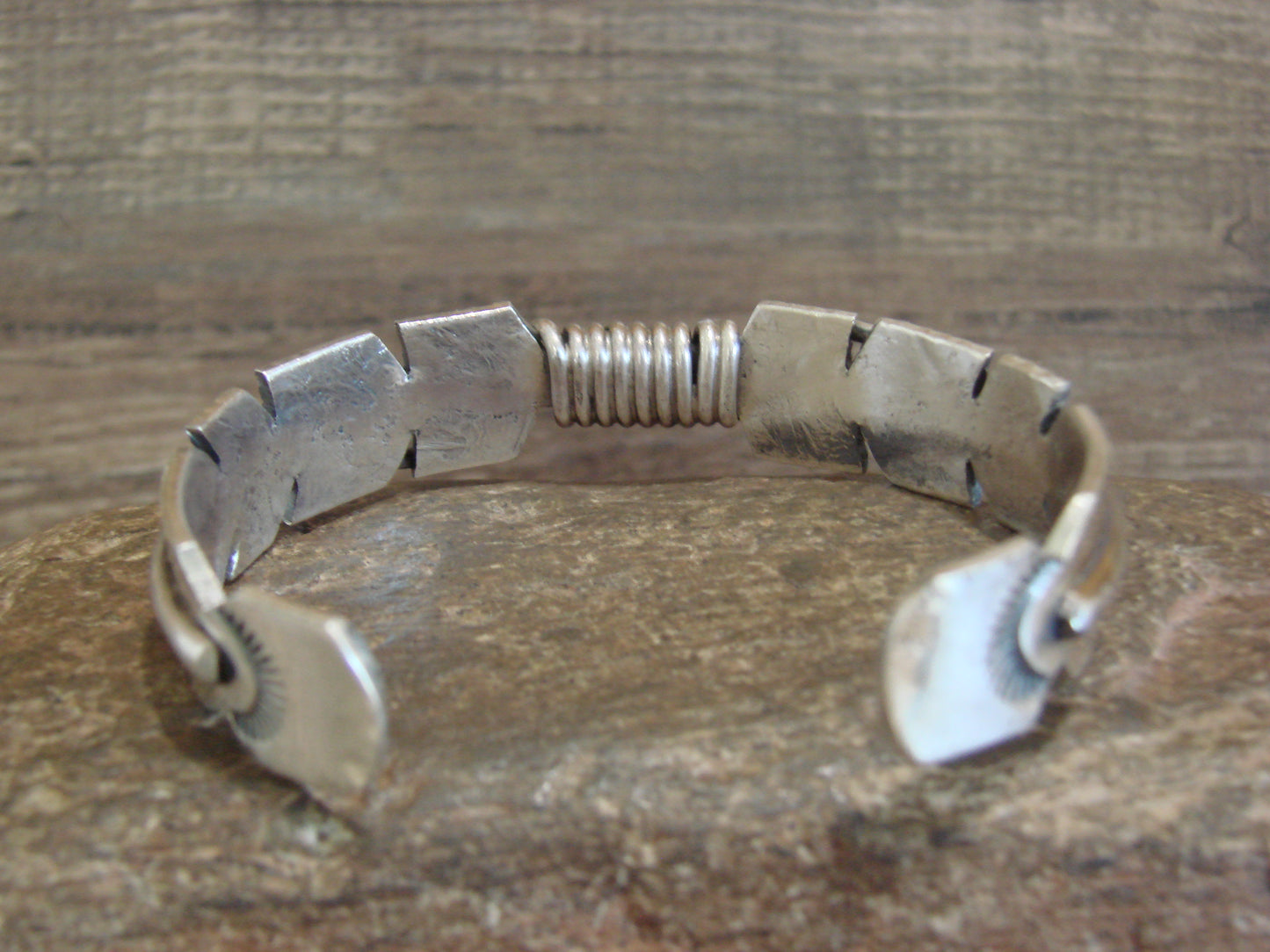 Native American Sterling Silver 1/2" Feather Bracelet Cuff Signed M. Thomas Jr.