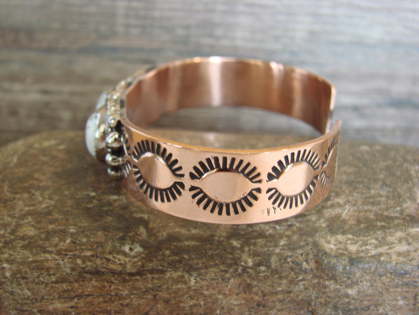 Native American Copper & Howlite Bracelet by Cleveland
