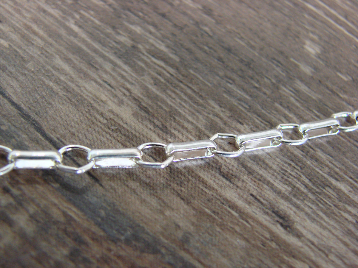 Native American Sterling Silver Multi Stone Inlay Link Necklace - Qualo