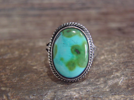 Native American Sterling Silver & Sonoran Turquoise Ring by Saunders - Size 5.5