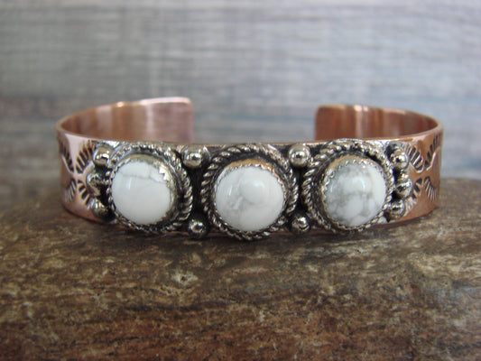 Native American Copper & Howlite Bracelet by Cleveland