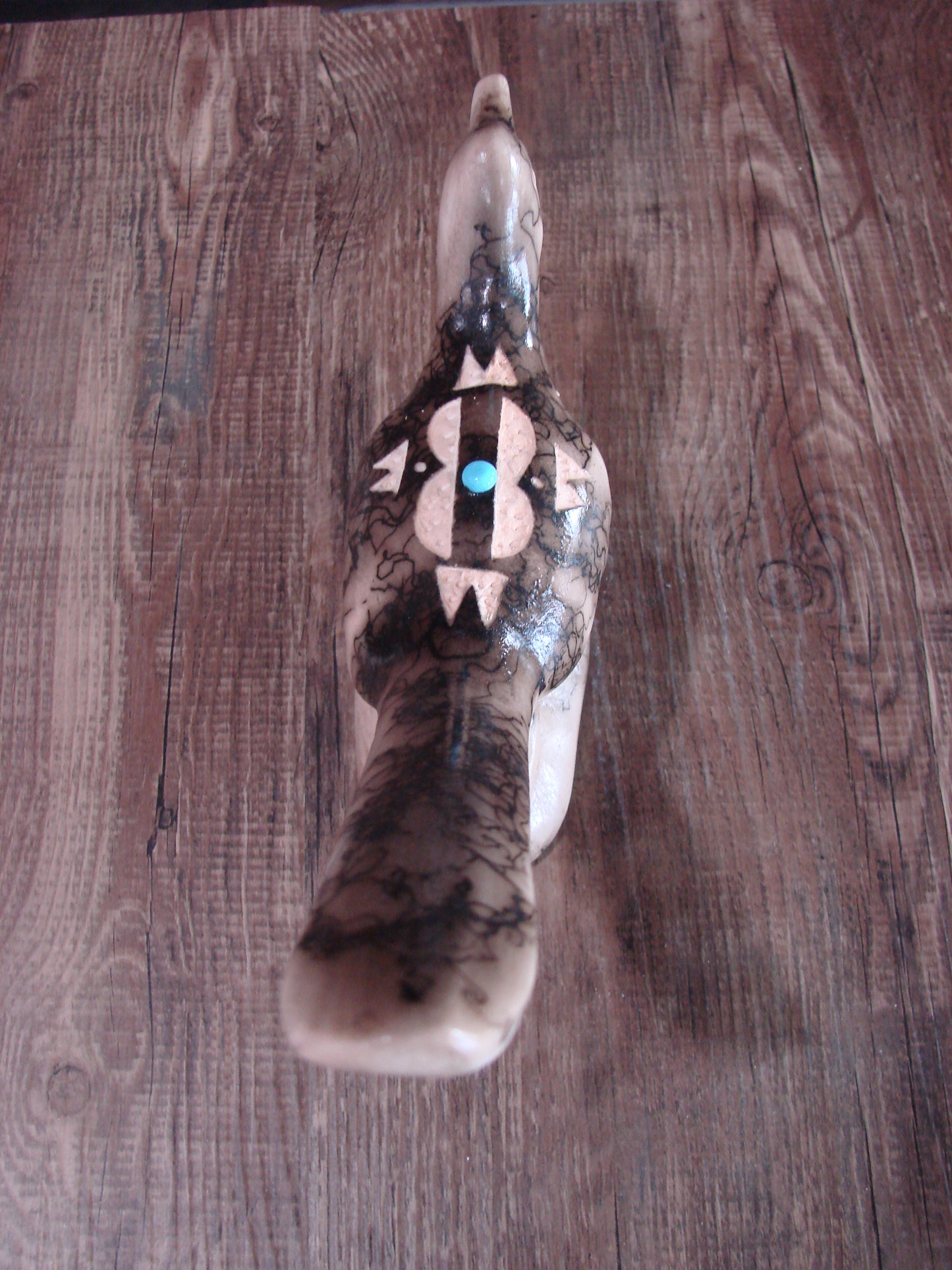 Native American Pottery Horse Hair Road Runner Sculpture by Vail