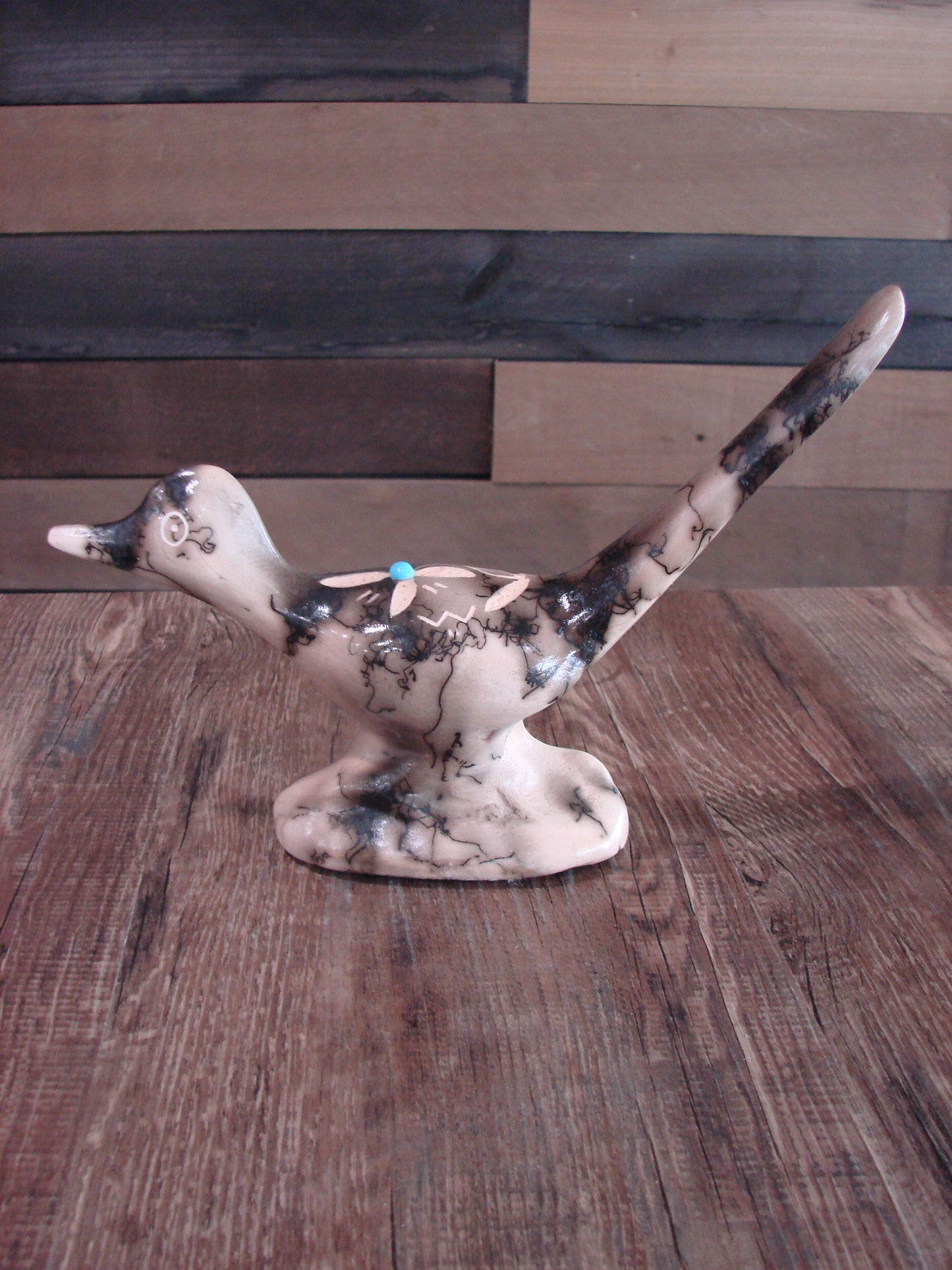 Native American Pottery Horse Hair Road Runner Sculpture by Vail