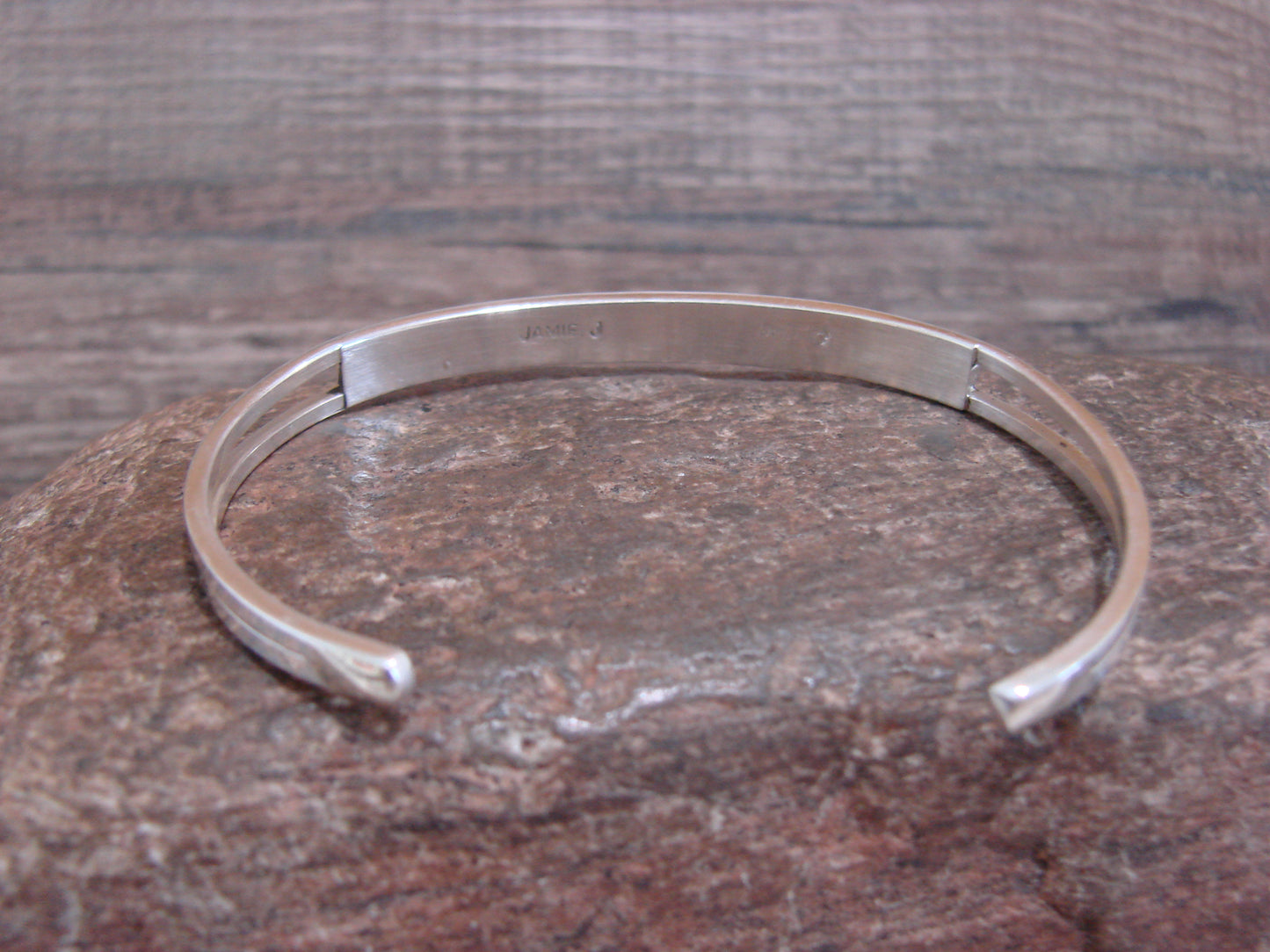 Native American Sterling Silver Turquoise Inlay Row Cuff Bracelet - Johnson