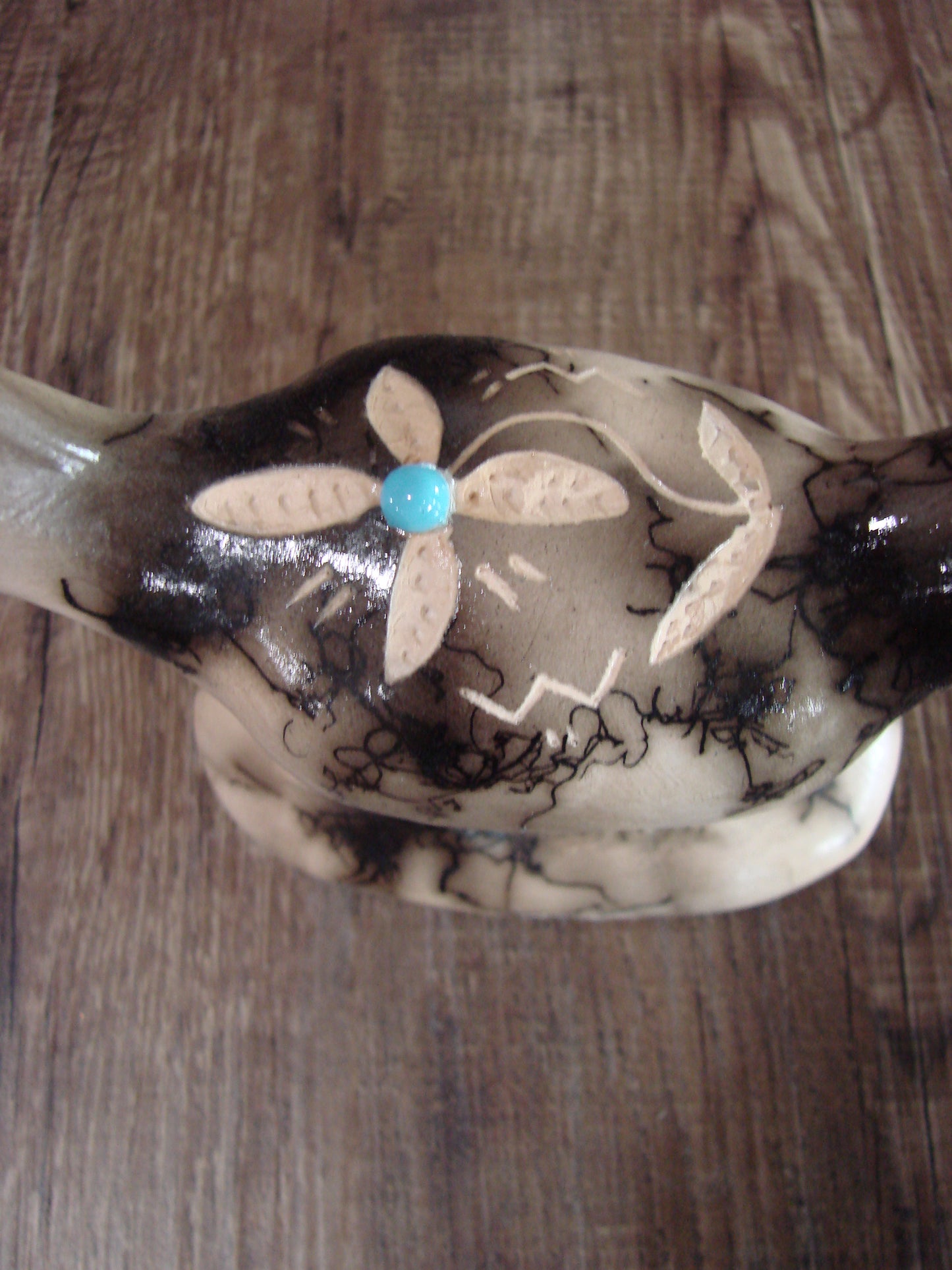 Native American Pottery Horse Hair Road Runner Sculpture by Vail