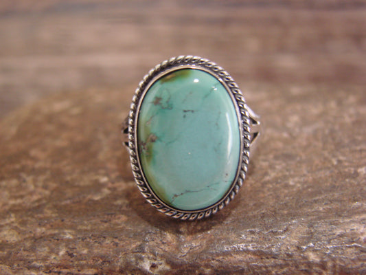 Native American Sterling Silver & Sonoran Turquoise Ring by Saunders - Size 5.5