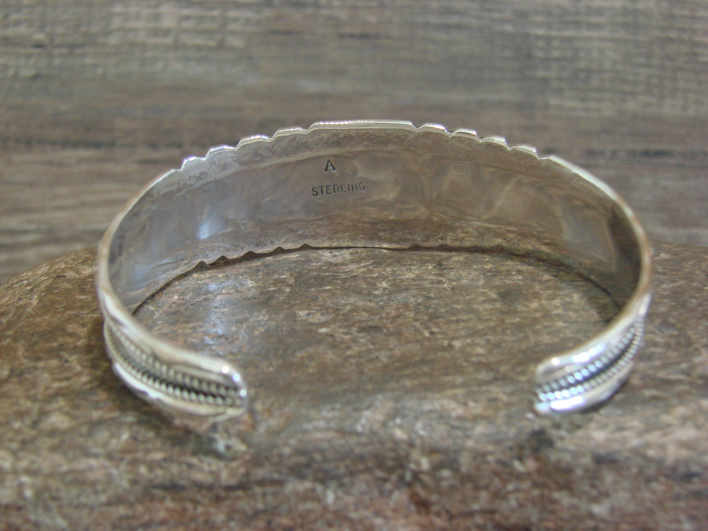 Native American Sterling Silver & Turquoise Row Bracelet by White Goat
