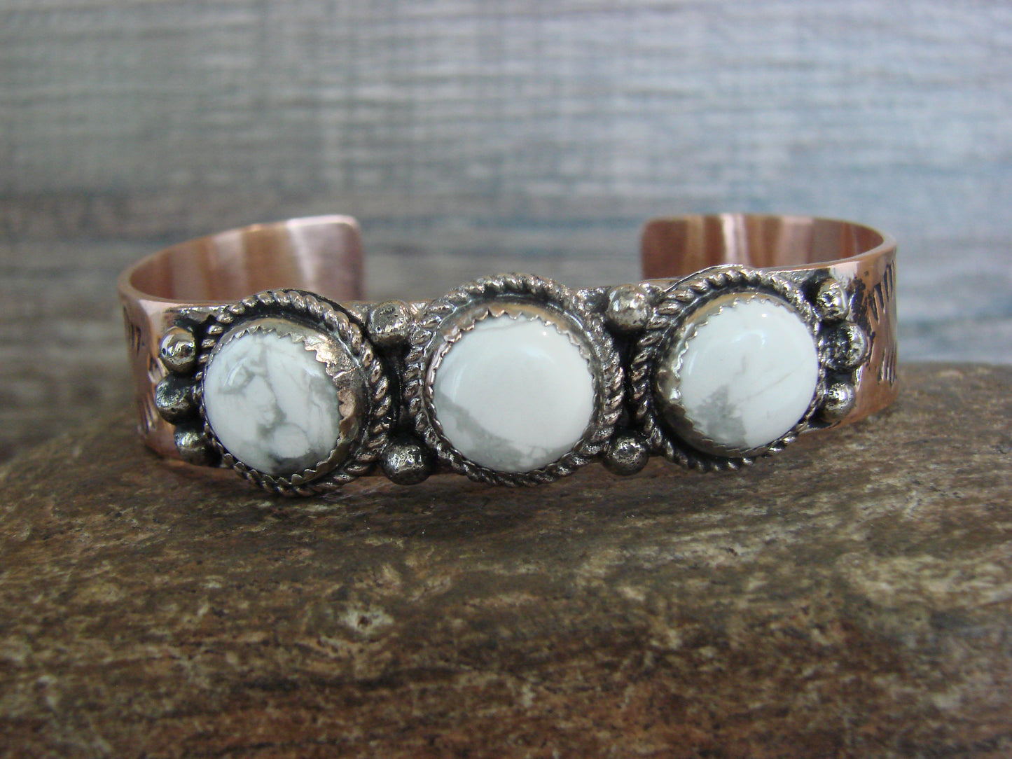Native American Copper & Howlite Bracelet by Cleveland