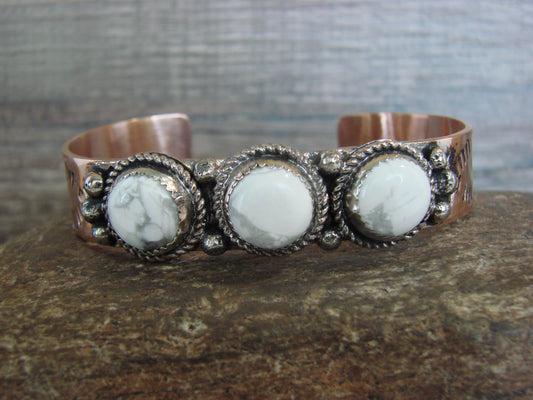 Native American Copper & Howlite Bracelet by Cleveland