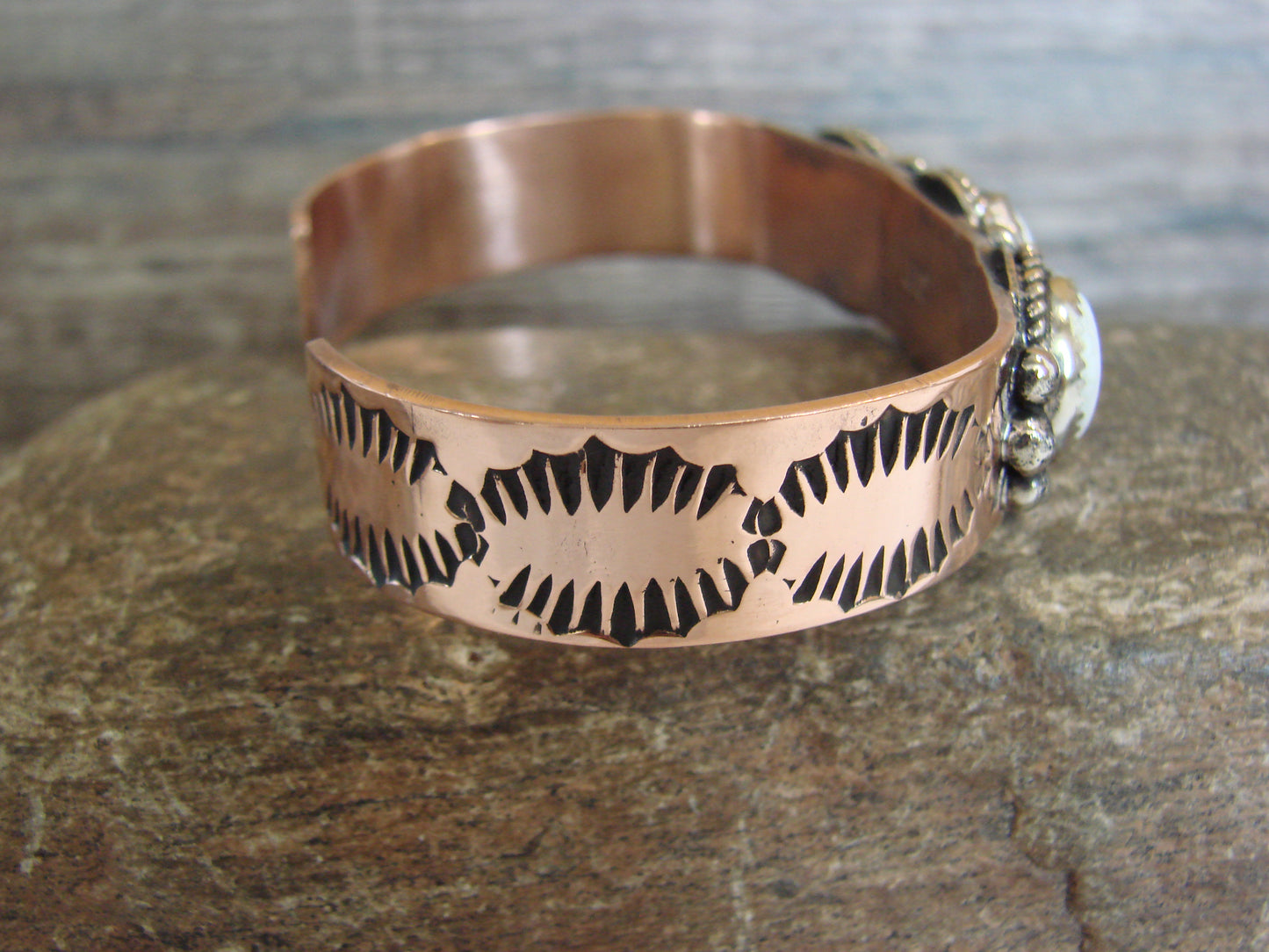 Native American Copper & Howlite Bracelet by Cleveland