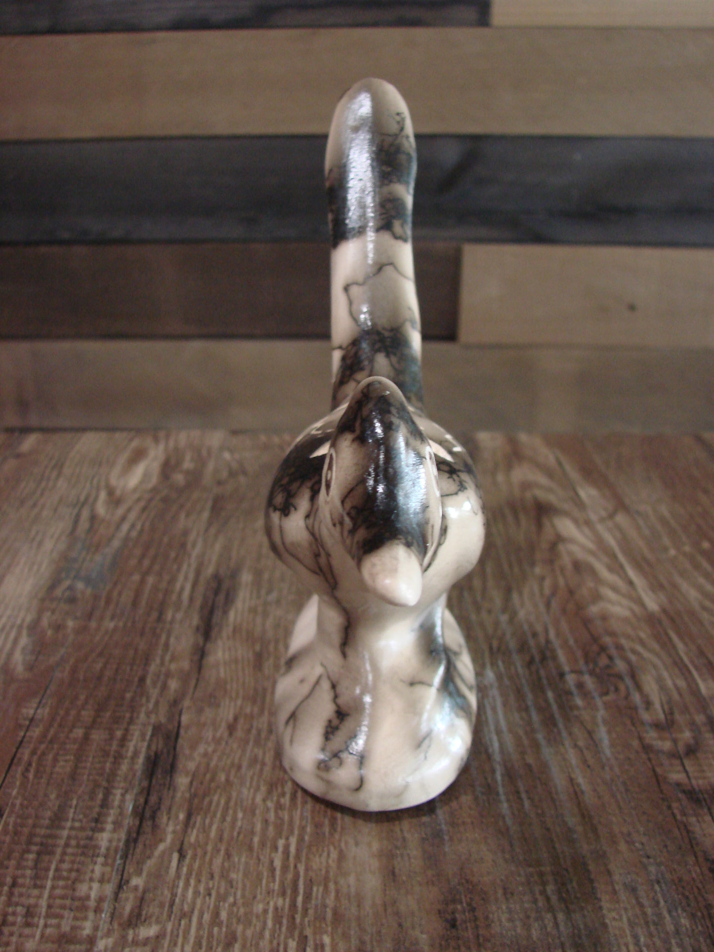 Native American Pottery Horse Hair Road Runner Sculpture by Vail