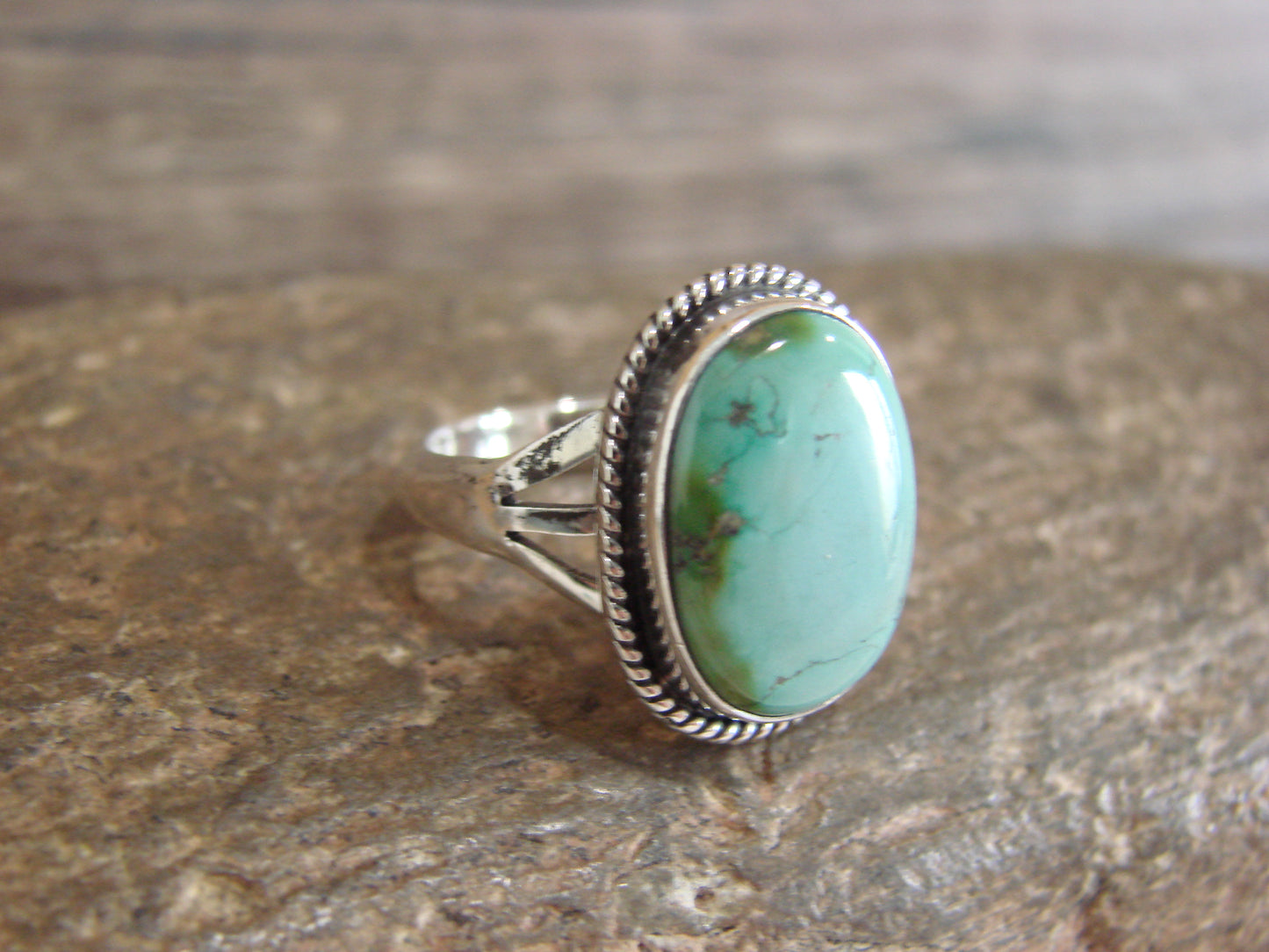 Native American Sterling Silver & Sonoran Turquoise Ring by Saunders - Size 5.5