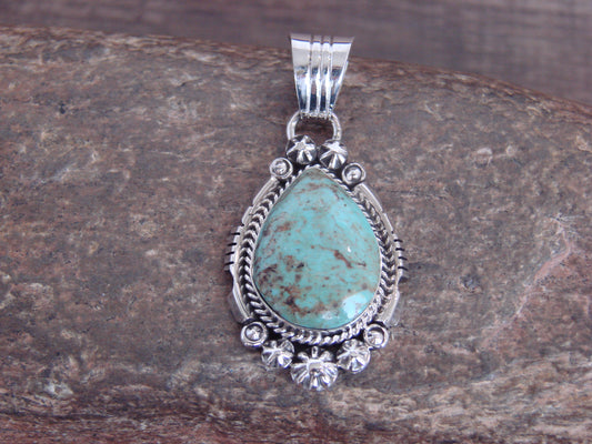 Native American Sterling Silver & Sonoran Turquoise Pendant - Benally