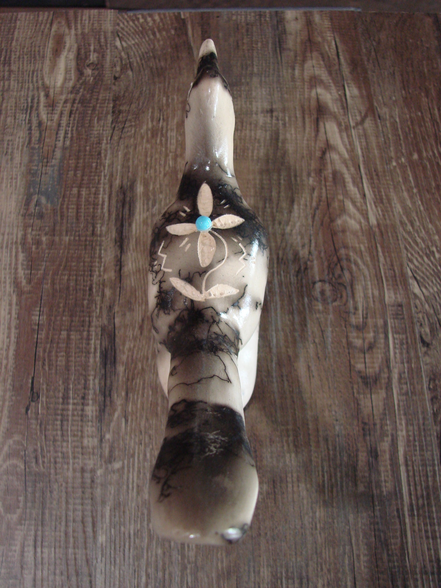 Native American Pottery Horse Hair Road Runner Sculpture by Vail
