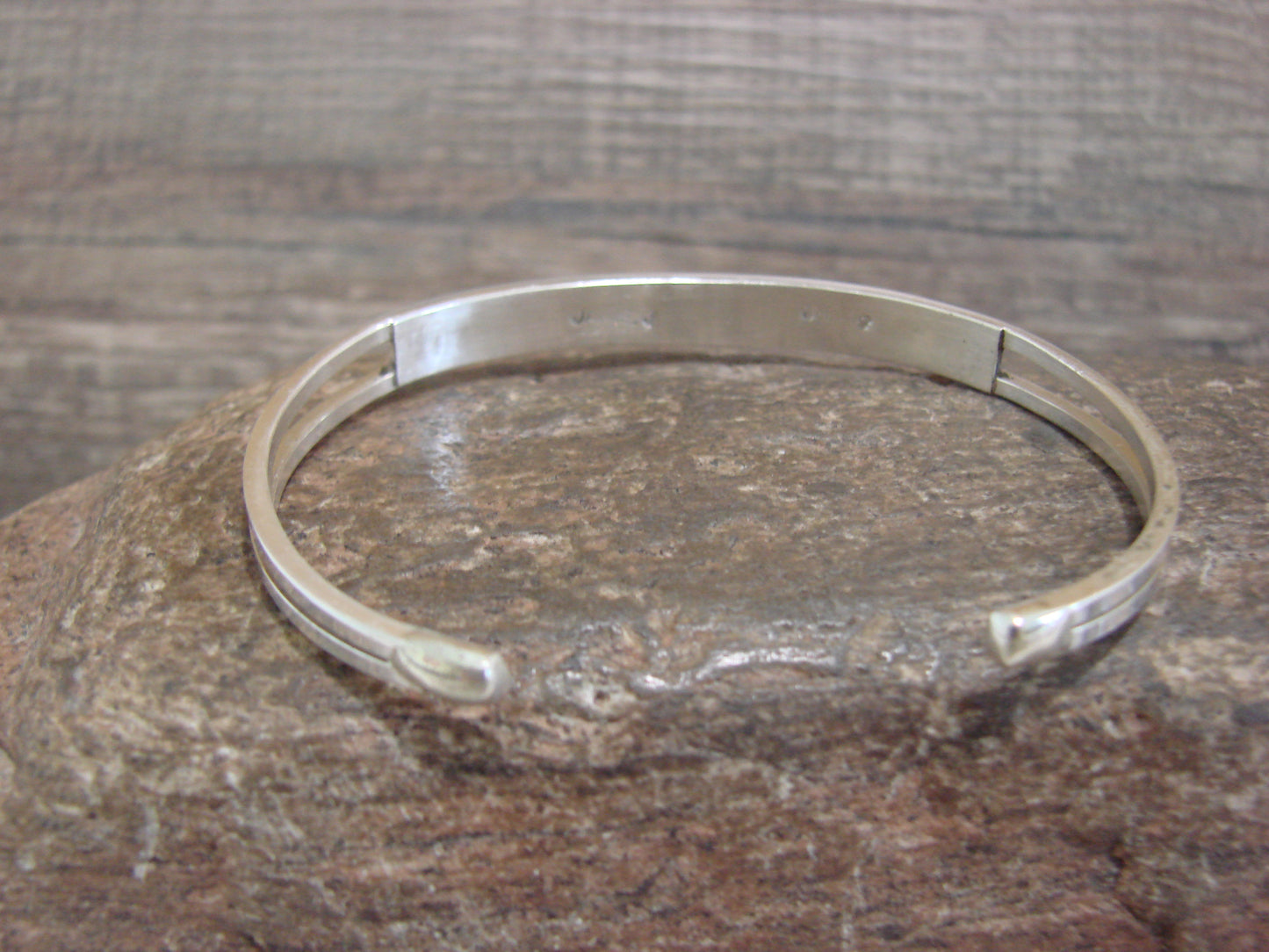 Native American Sterling Silver Turquoise Inlay Row Cuff Bracelet - Johnson
