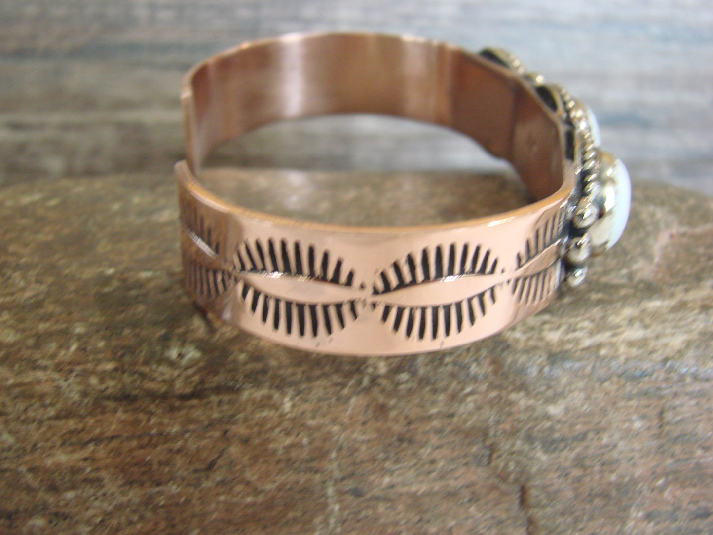 Native American Copper & Howlite Bracelet by Cleveland