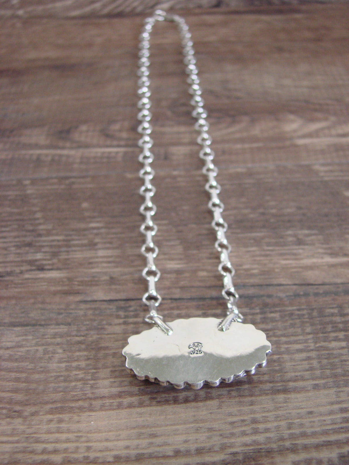 Native American Sterling Silver Multi Stone Inlay Link Necklace - Qualo