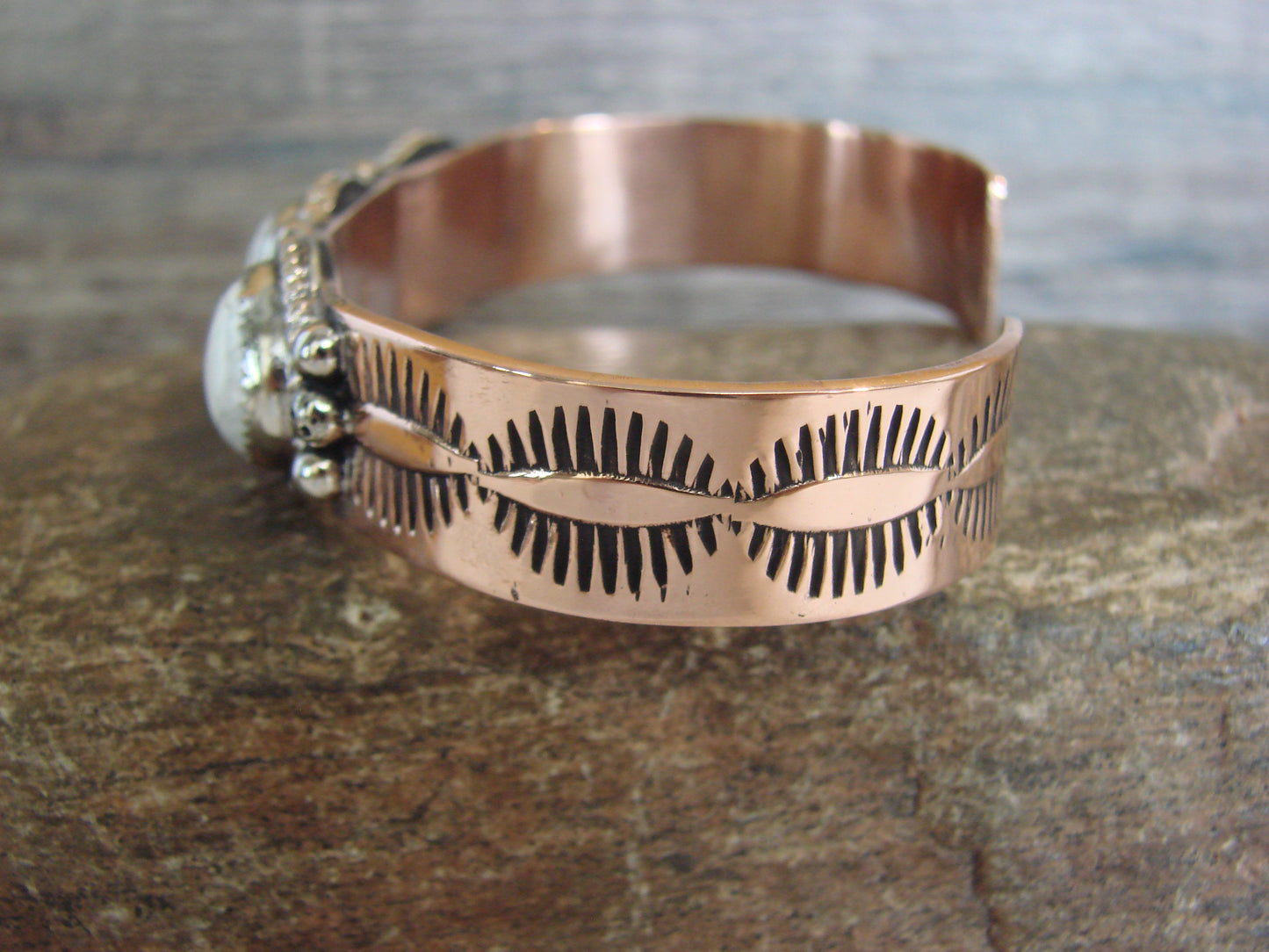 Native American Copper & Howlite Bracelet by Cleveland