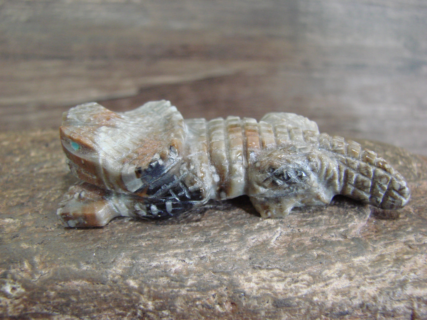 Native American Zuni Indian Picasso Marble Horned Lizard Fetish by Mackel