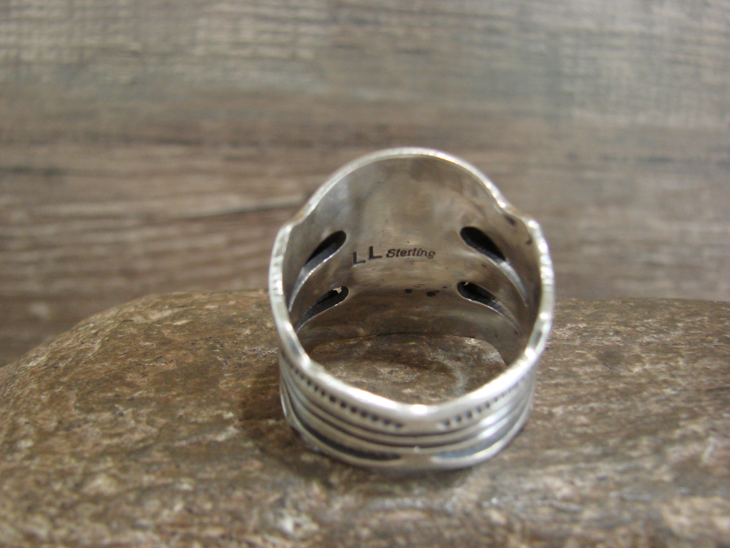 Native American Sterling Silver & Turquoise Ring - Lee - Size 14