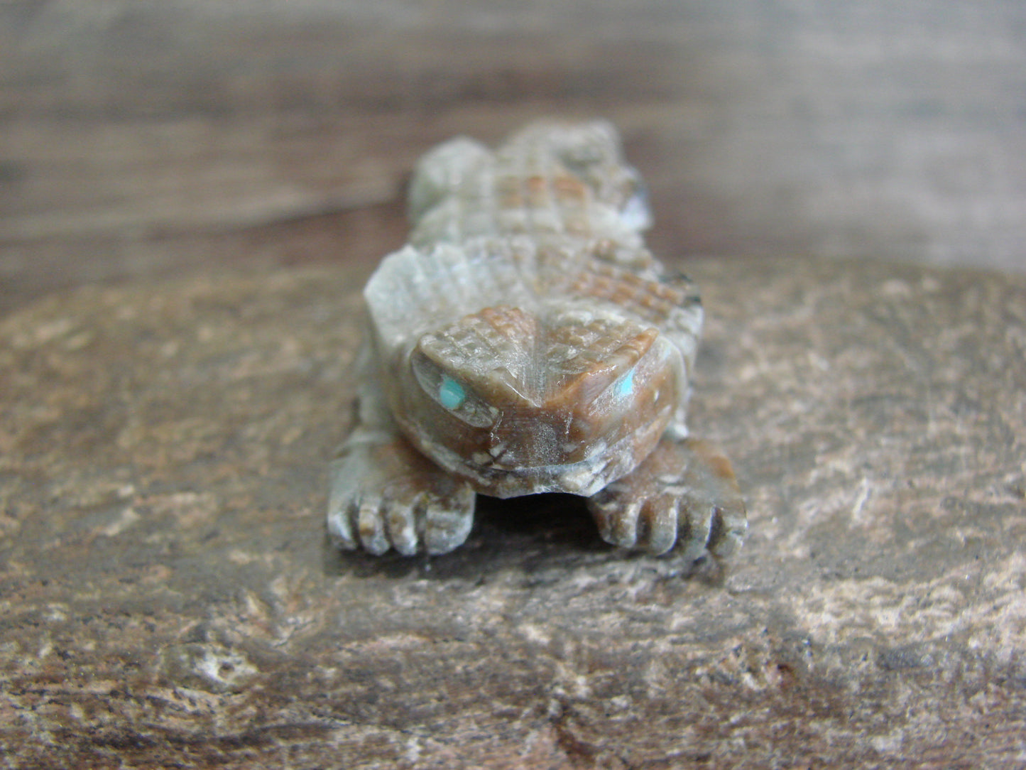 Native American Zuni Indian Picasso Marble Horned Lizard Fetish by Mackel