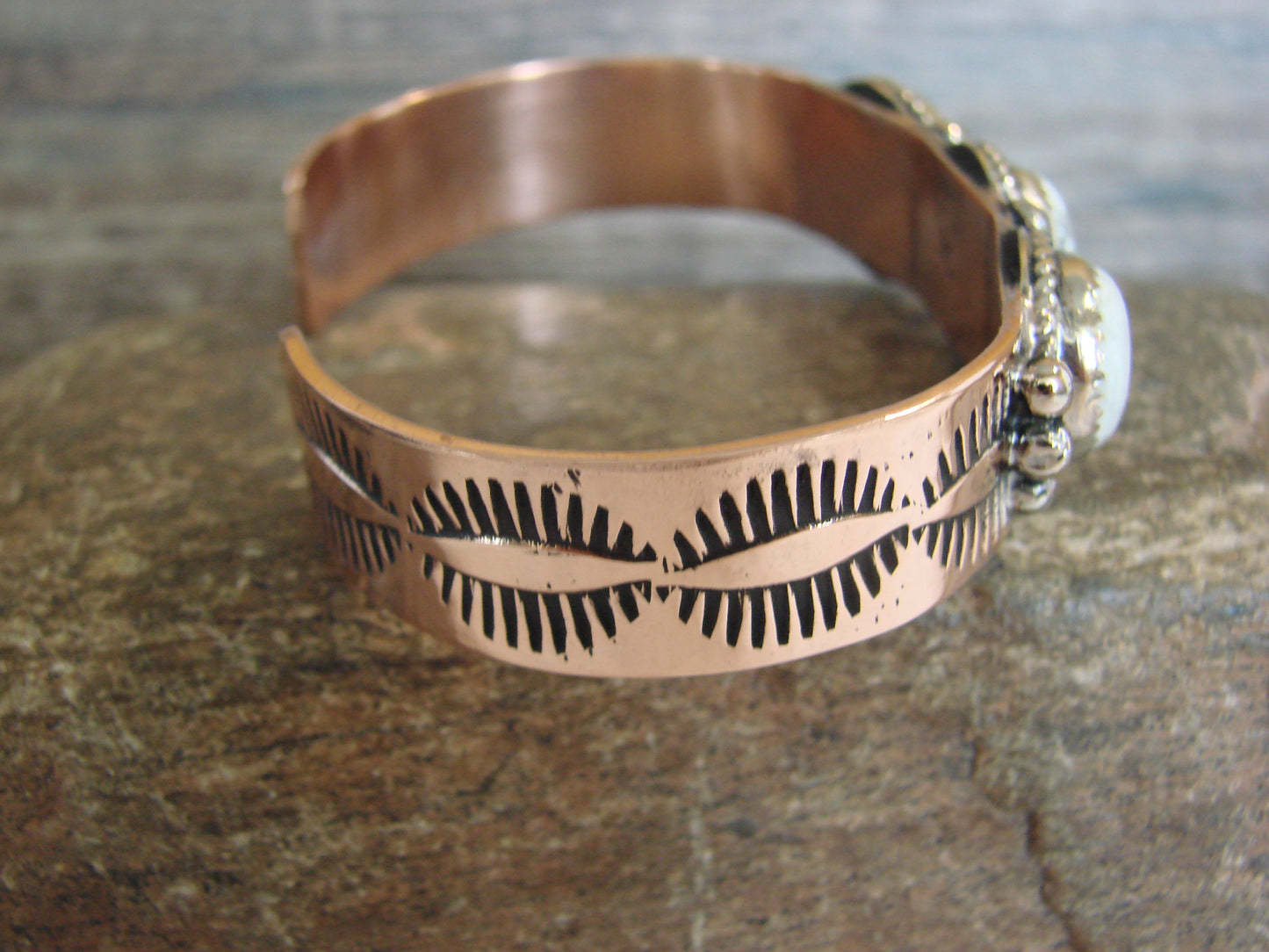 Native American Copper & Howlite Bracelet by Cleveland