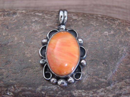 Native American Nickel Silver & Spiny Oyster Pendant - Cleveland