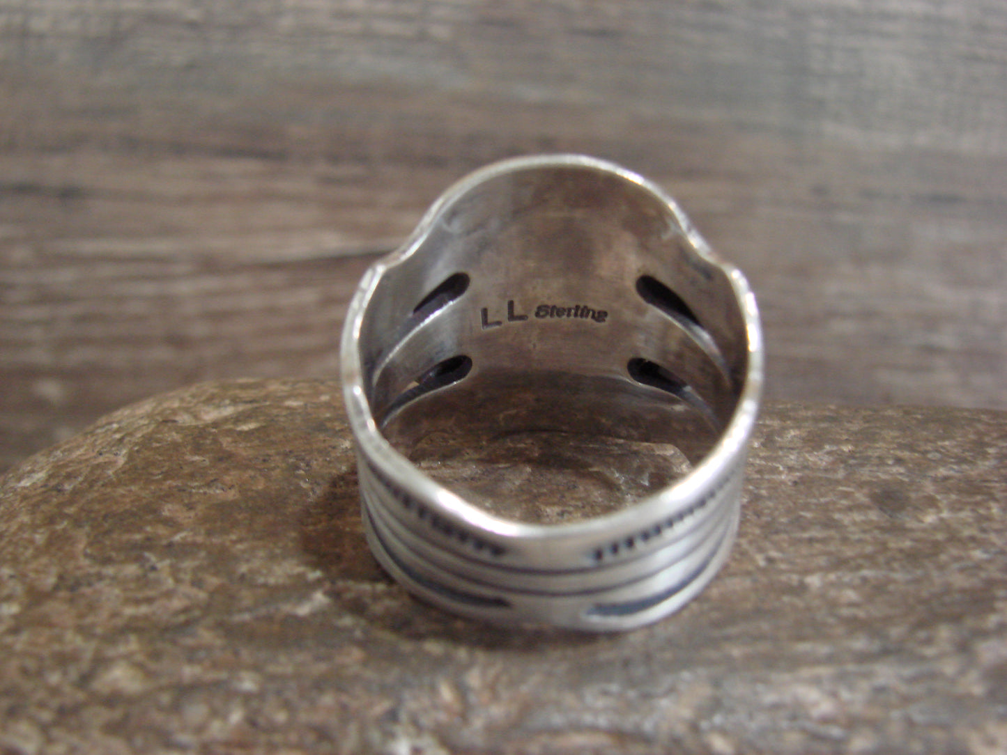 Native American Sterling Silver & Turquoise Ring - Lee - Size 14.5