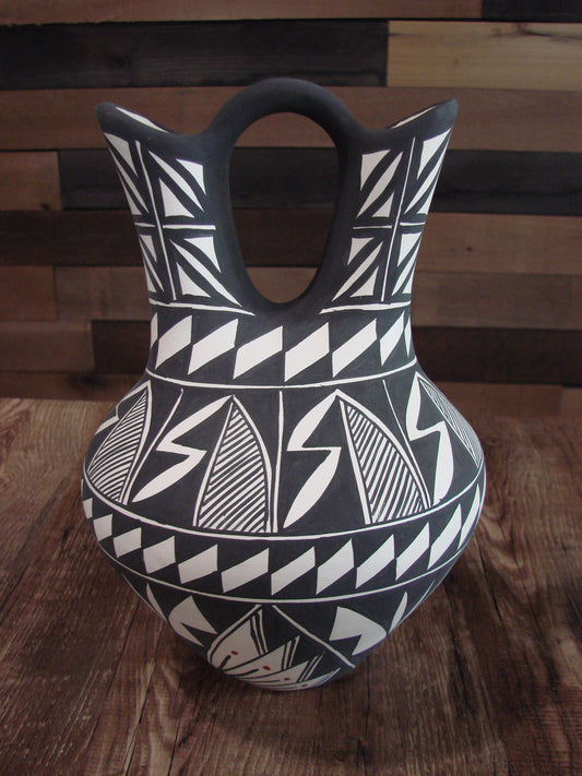 Native American Fine Line Hand Painted Wedding Vase by M. Lukee