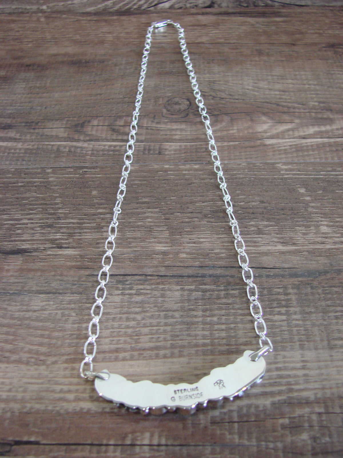 Native American Sterling Silver & Turquoise Floral Link Necklace - Burnside