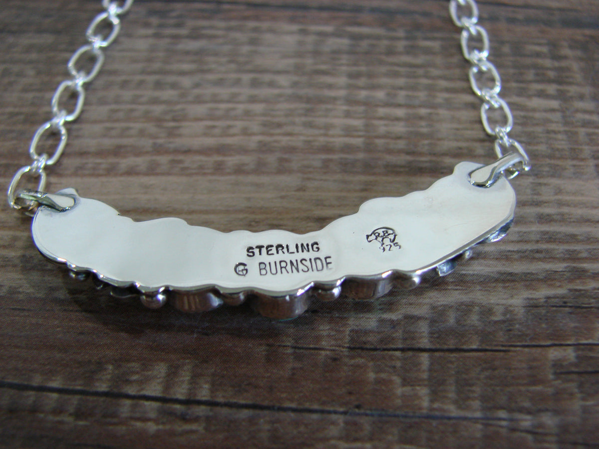 Native American Sterling Silver & Turquoise Floral Link Necklace - Burnside
