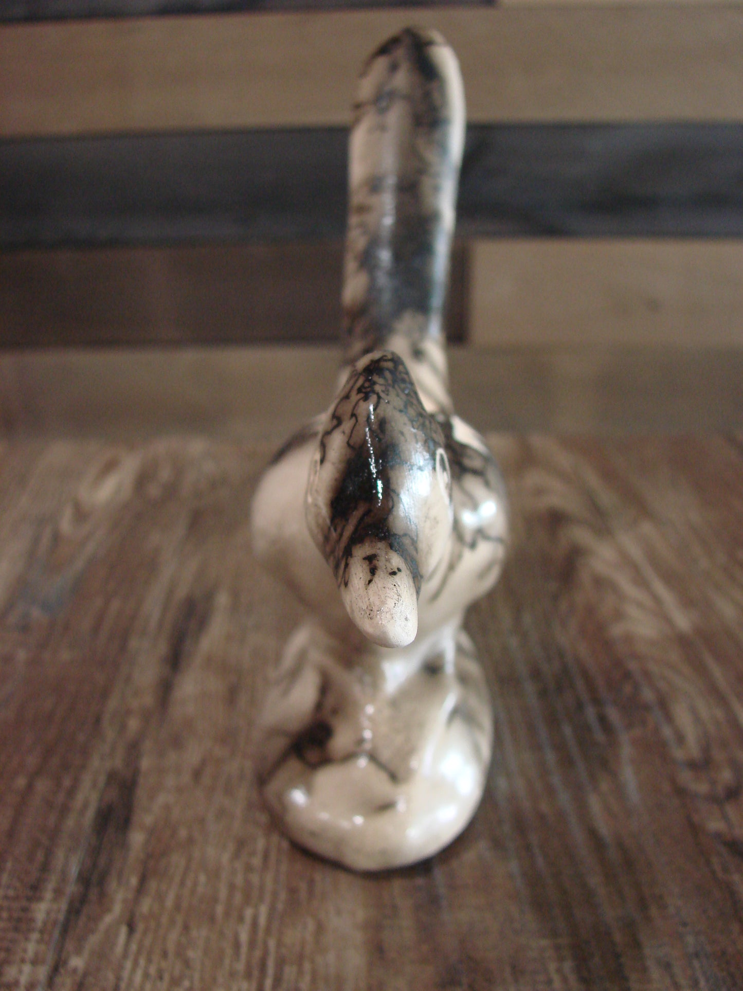 Native American Pottery Horse Hair Road Runner Sculpture by Vail