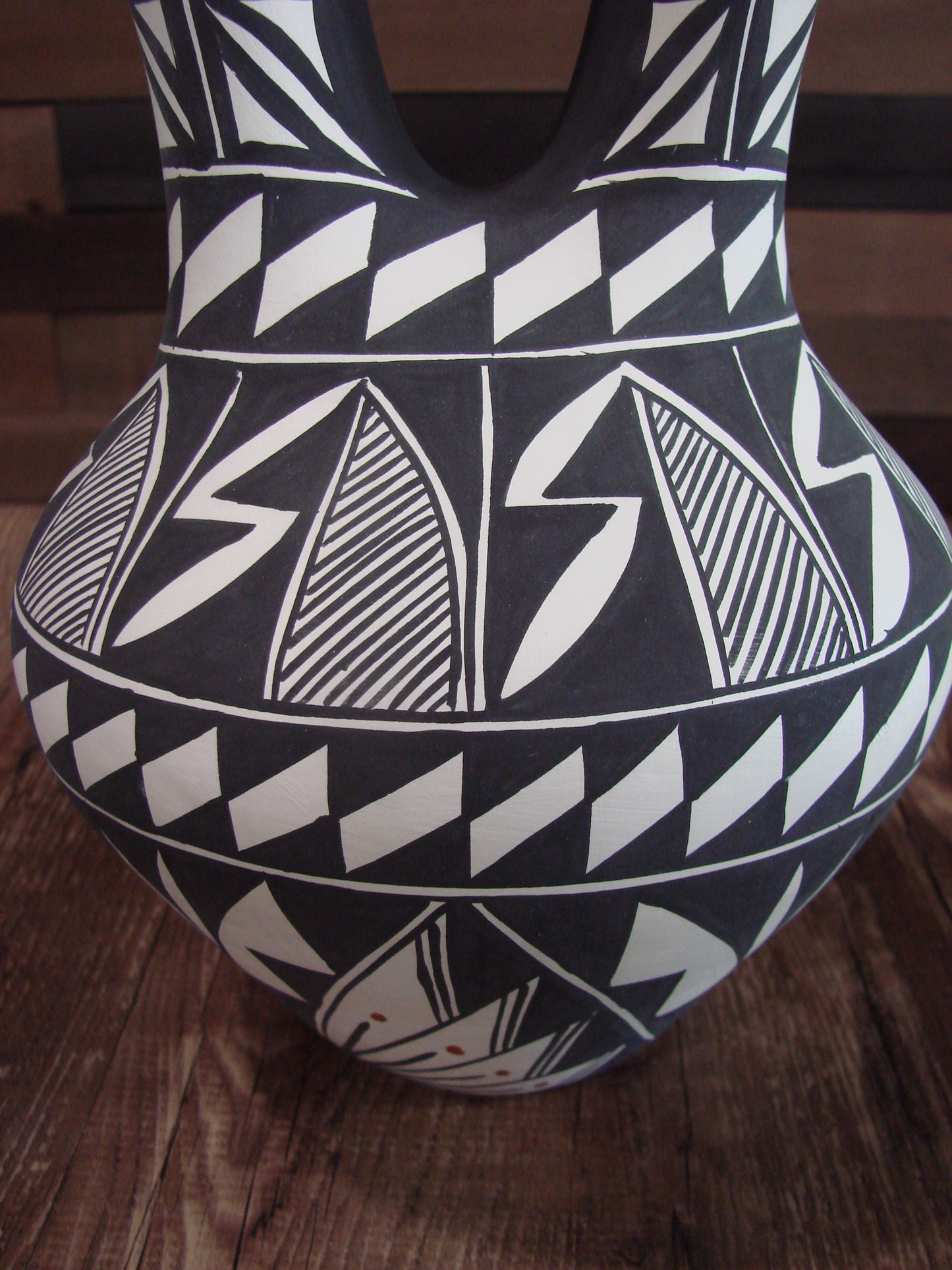 Native American Fine Line Hand Painted Wedding Vase by M. Lukee