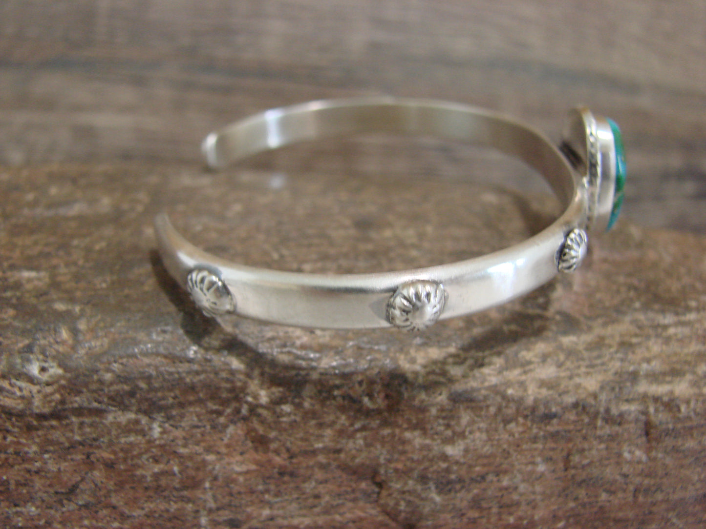 Native American Sterling Silver & Sonoran Turquoise Bracelet Signed SY