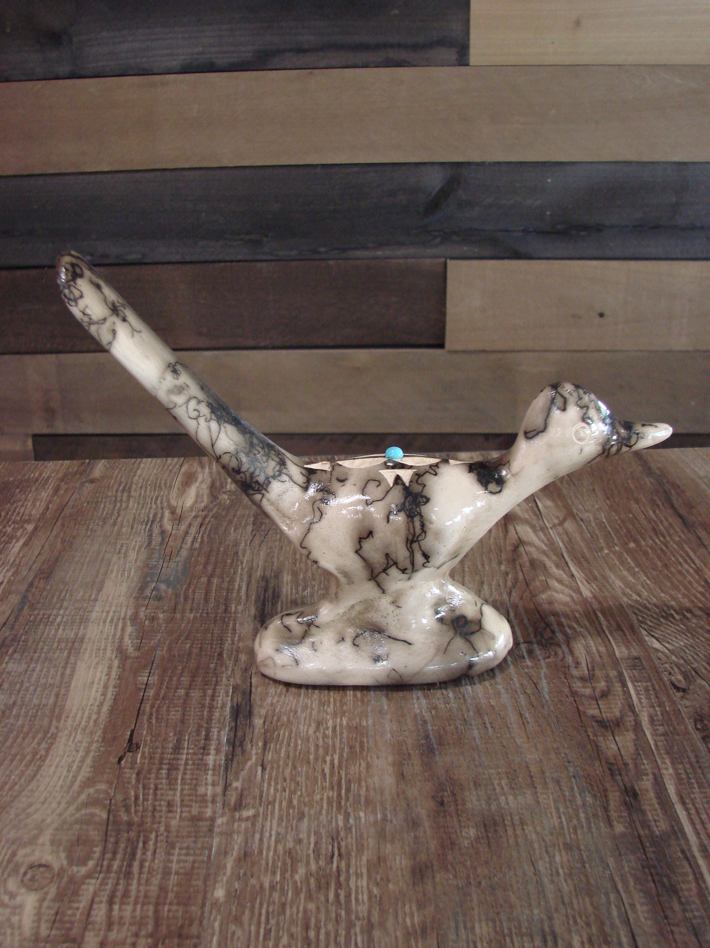 Native American Pottery Horse Hair Road Runner Sculpture by Vail