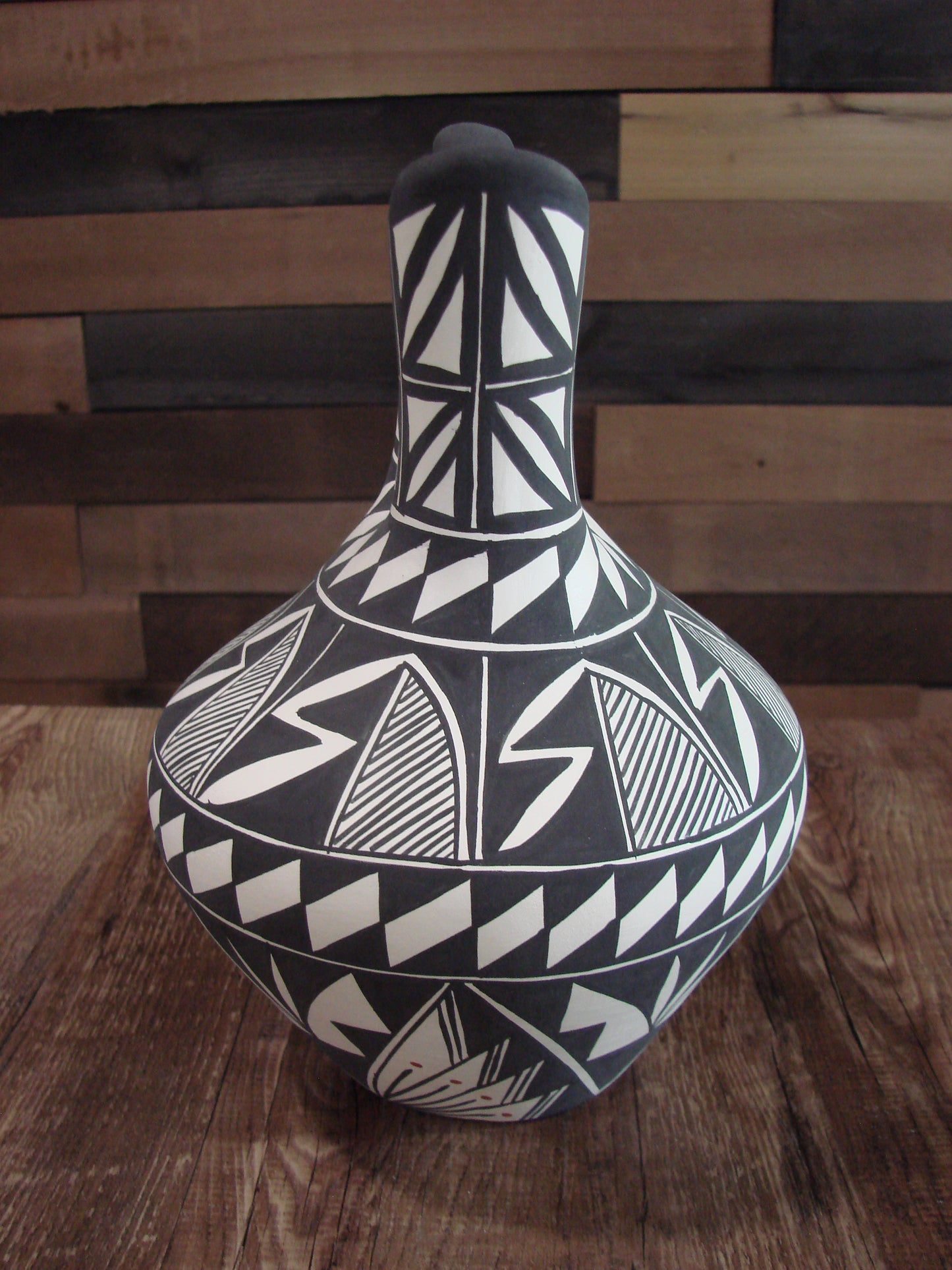 Native American Fine Line Hand Painted Wedding Vase by M. Lukee