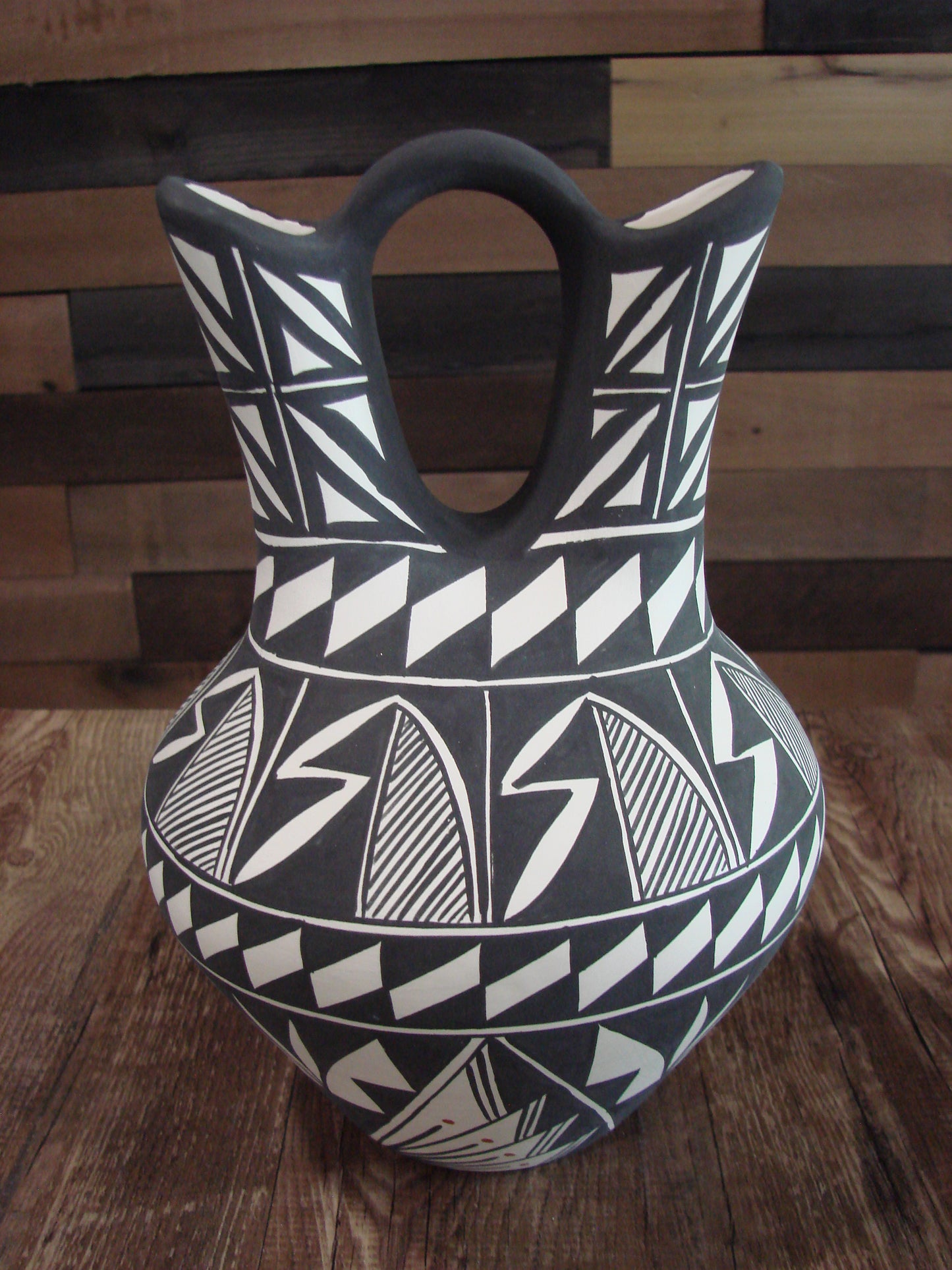 Native American Fine Line Hand Painted Wedding Vase by M. Lukee